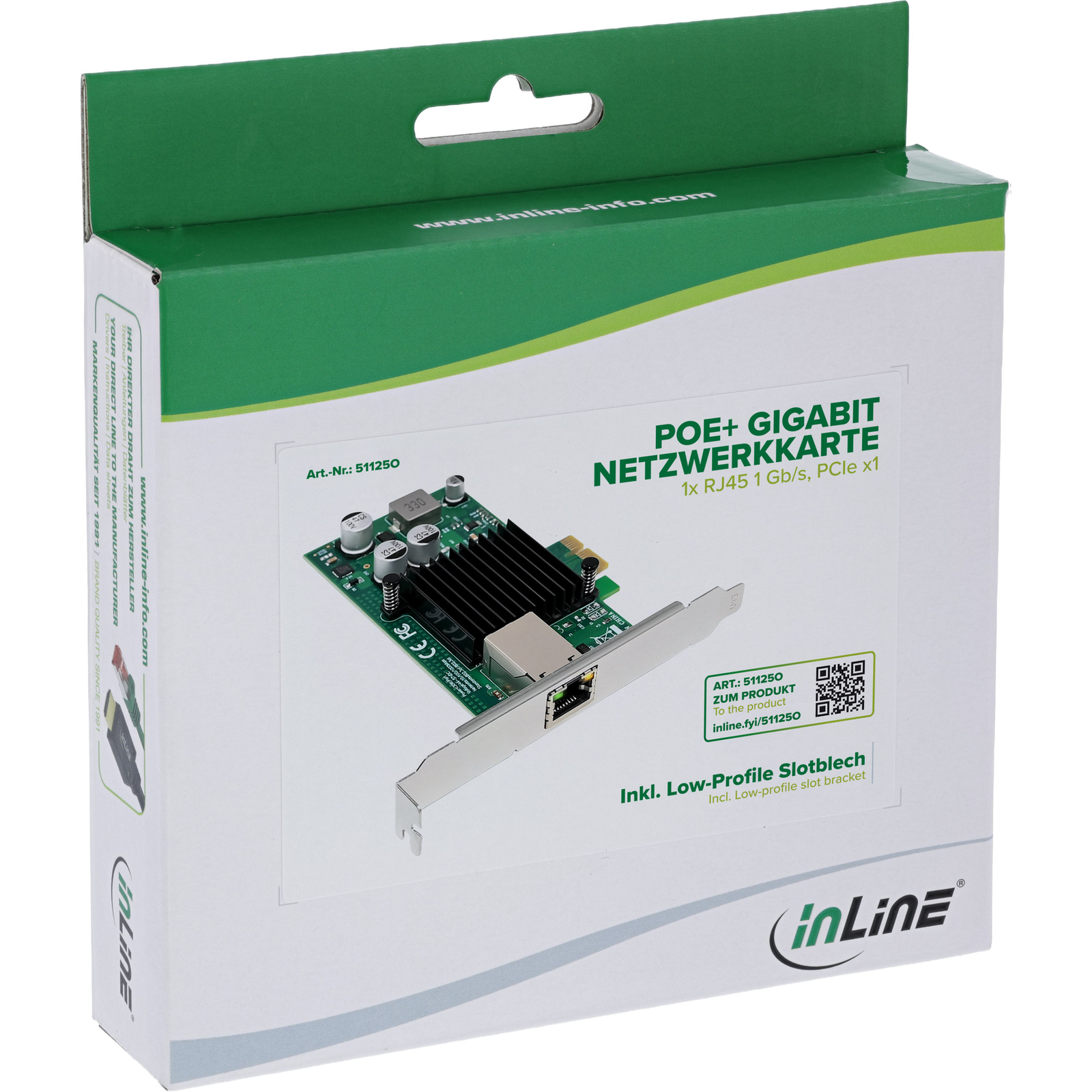 InLine Gigabit Network Card 1x RJ45 1 Gb/s PCIe X1 PoE+