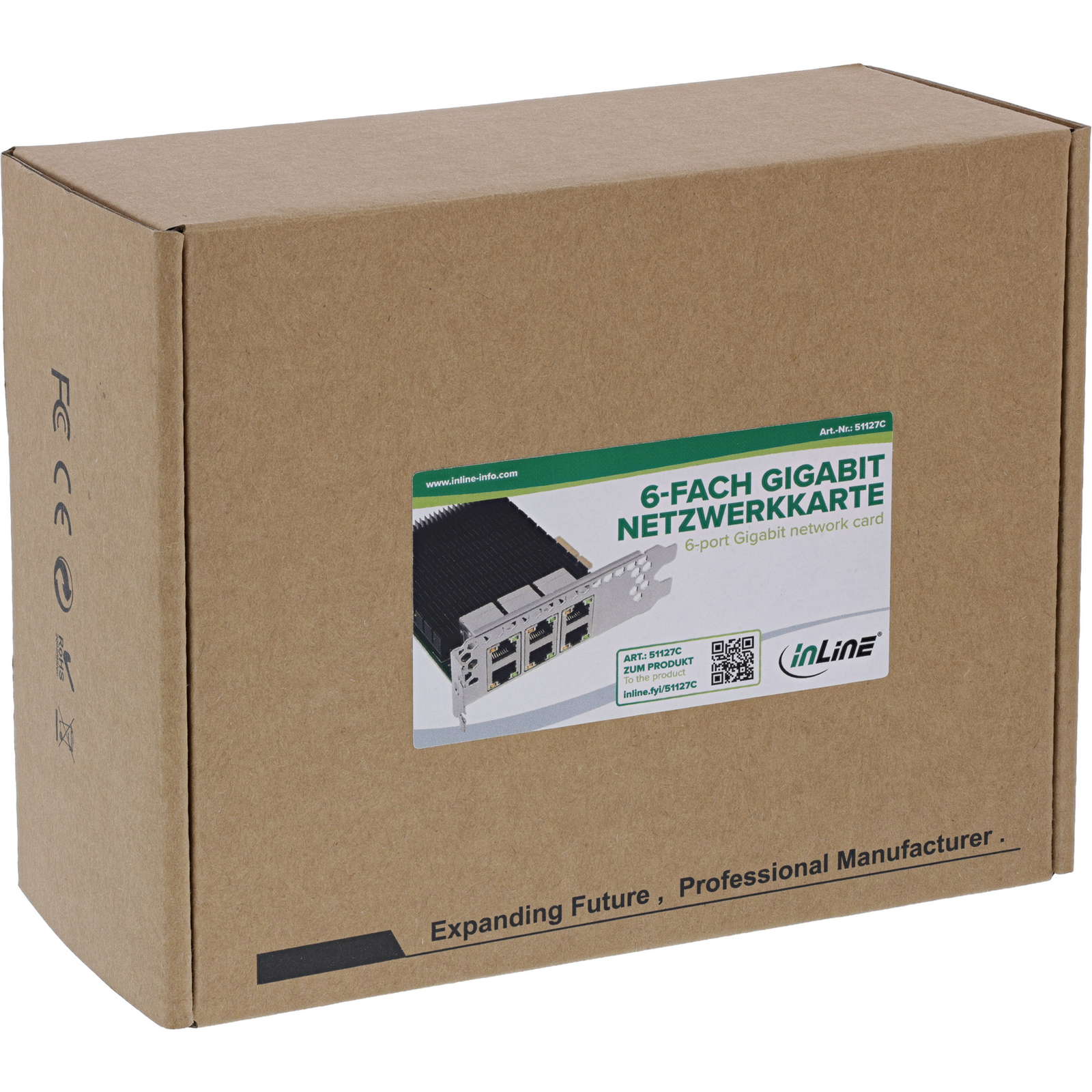 InLine 6-port Gigabit Network Card 6x RJ45 1 Gb/s PCIe X4