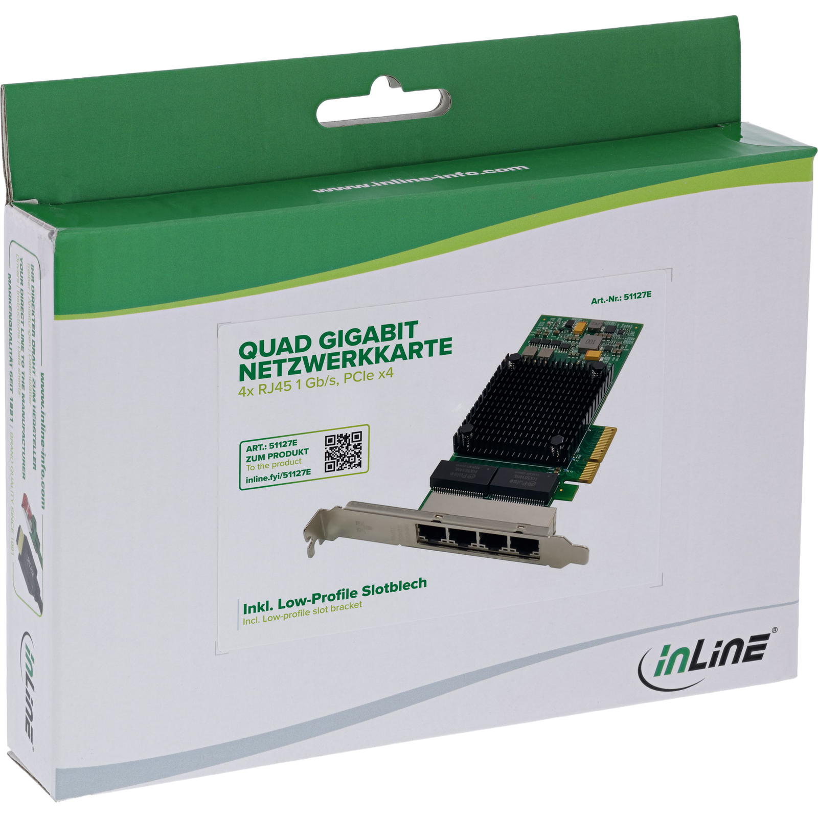 InLine Quad Gigabit Network Card 4x RJ45 1 Gb/s PCIe X4
