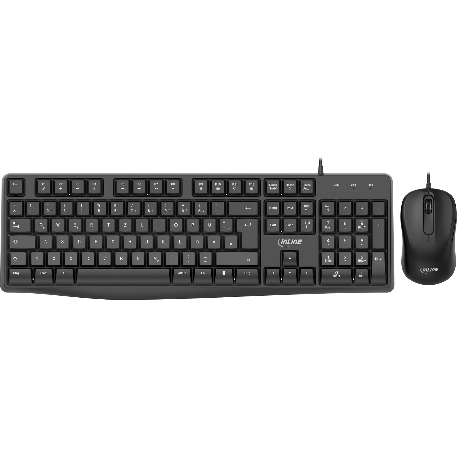 InLine Basic Desktop II Keyboard-mouse Set USB Cable Standard DE Layout