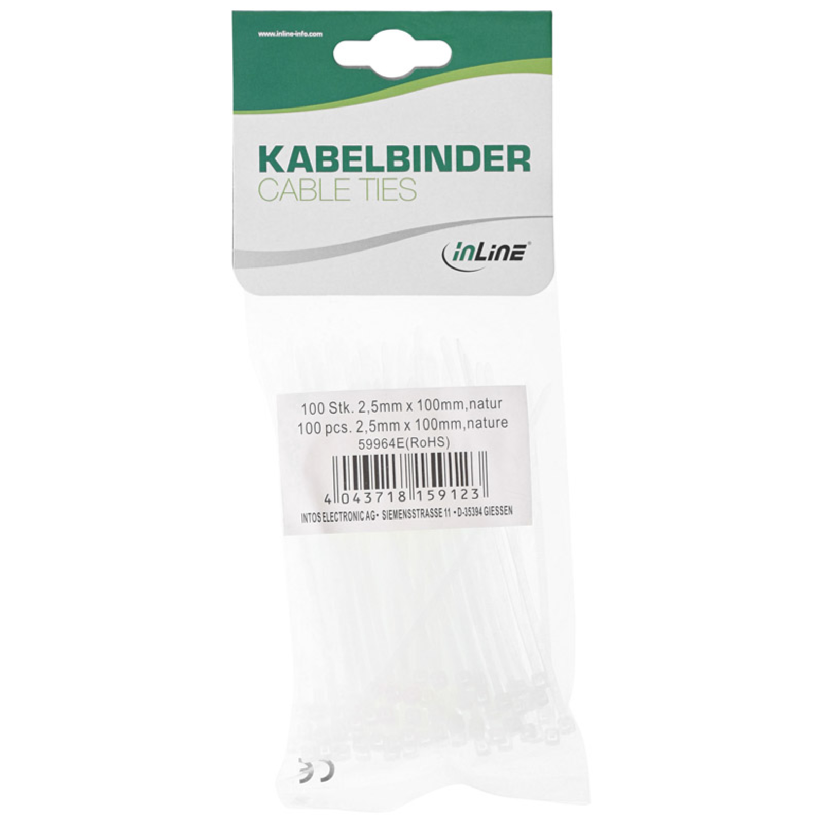 InLine Cable Tie Set 100 Pieces Natural