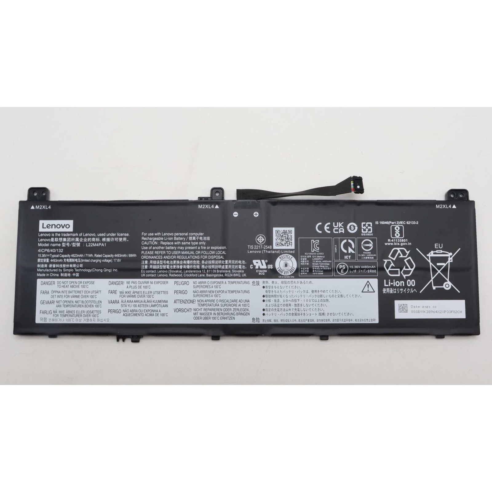 Lenovo Battery 71Wh for Yoga 7 14ARP8 Li-polymer 15.36V 4623mAh 71Wh