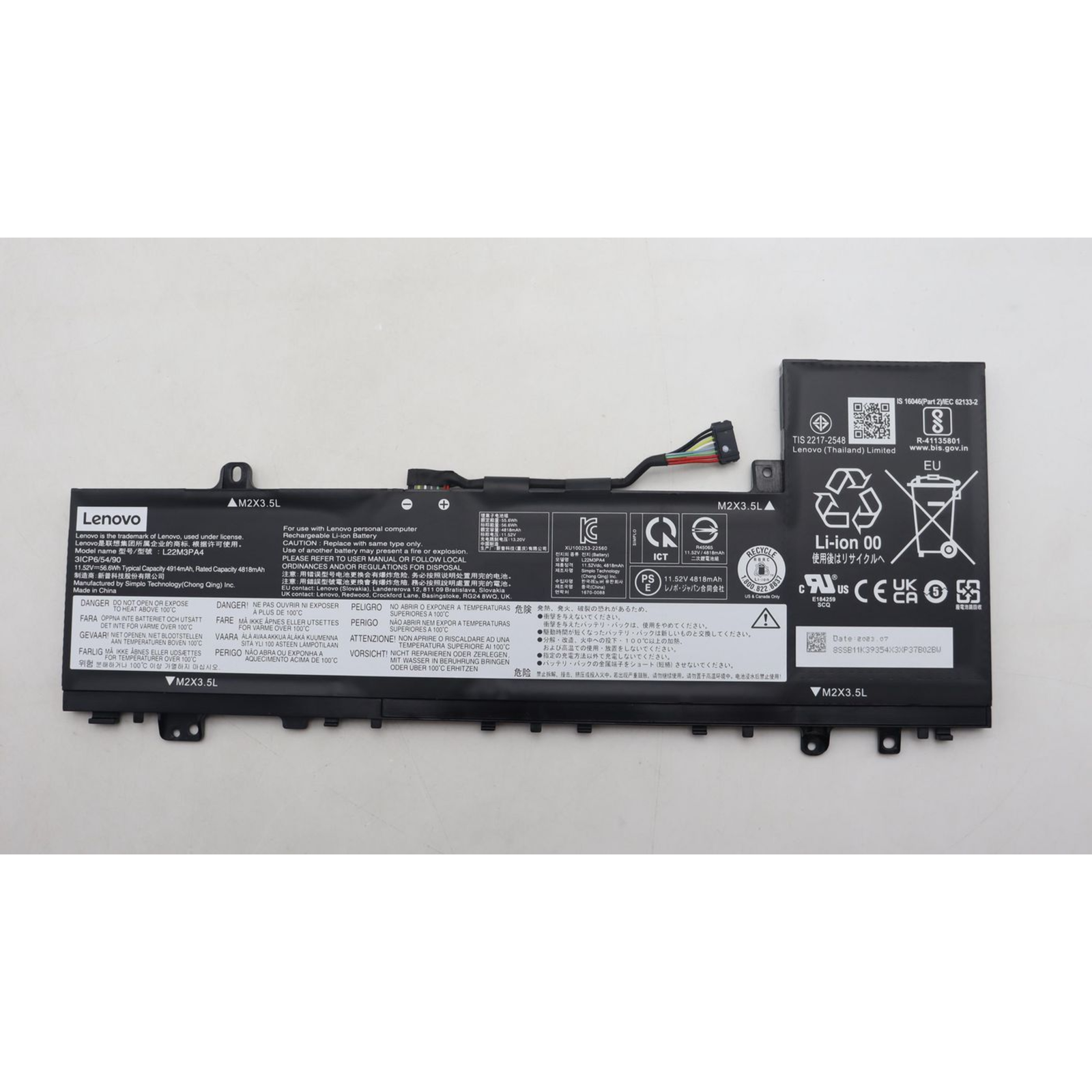 Lenovo Battery 56.6Wh for IdeaPad Slim 5 14ABR8 Li-polymer 11.52V 4914mAh 56.6Wh