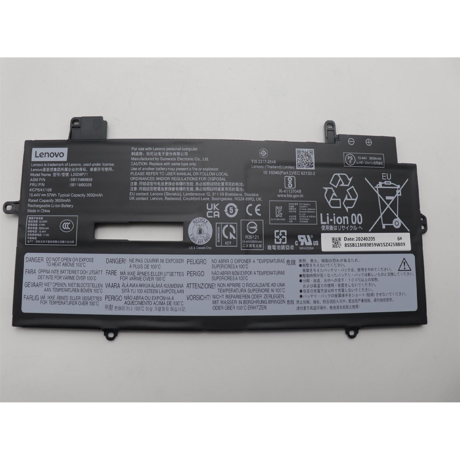 Lenovo Battery Internal 4c 57Wh 5B11M90058 Battery 3,695 MAh