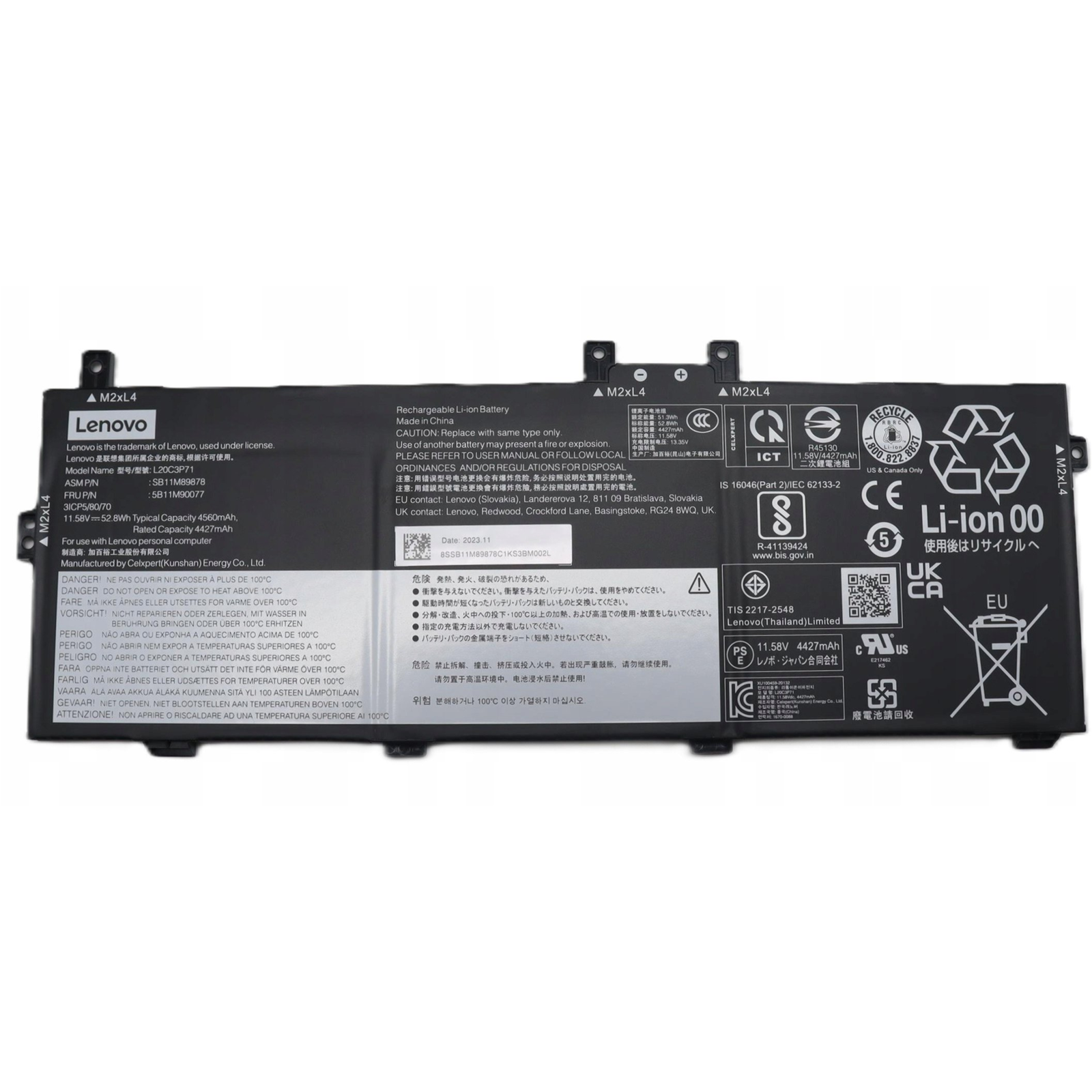 Lenovo 5B11M90077 Battery 52.8Wh Original Battery 4,560 MAh