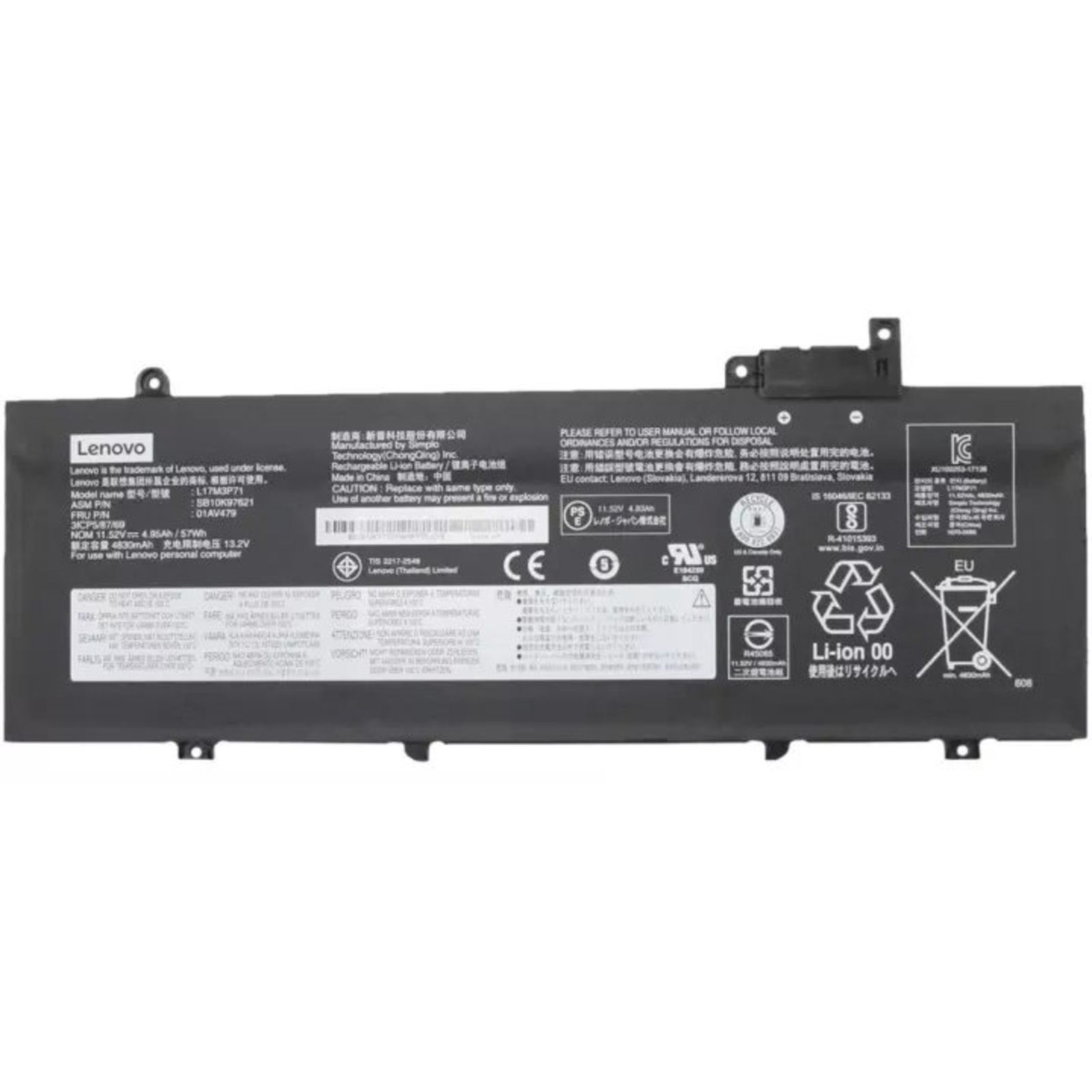 Lenovo Battery 3 Cell 57Wh 11.52V L20M3PD4 SP/A Battery 5B11N52031 Battery 4.94