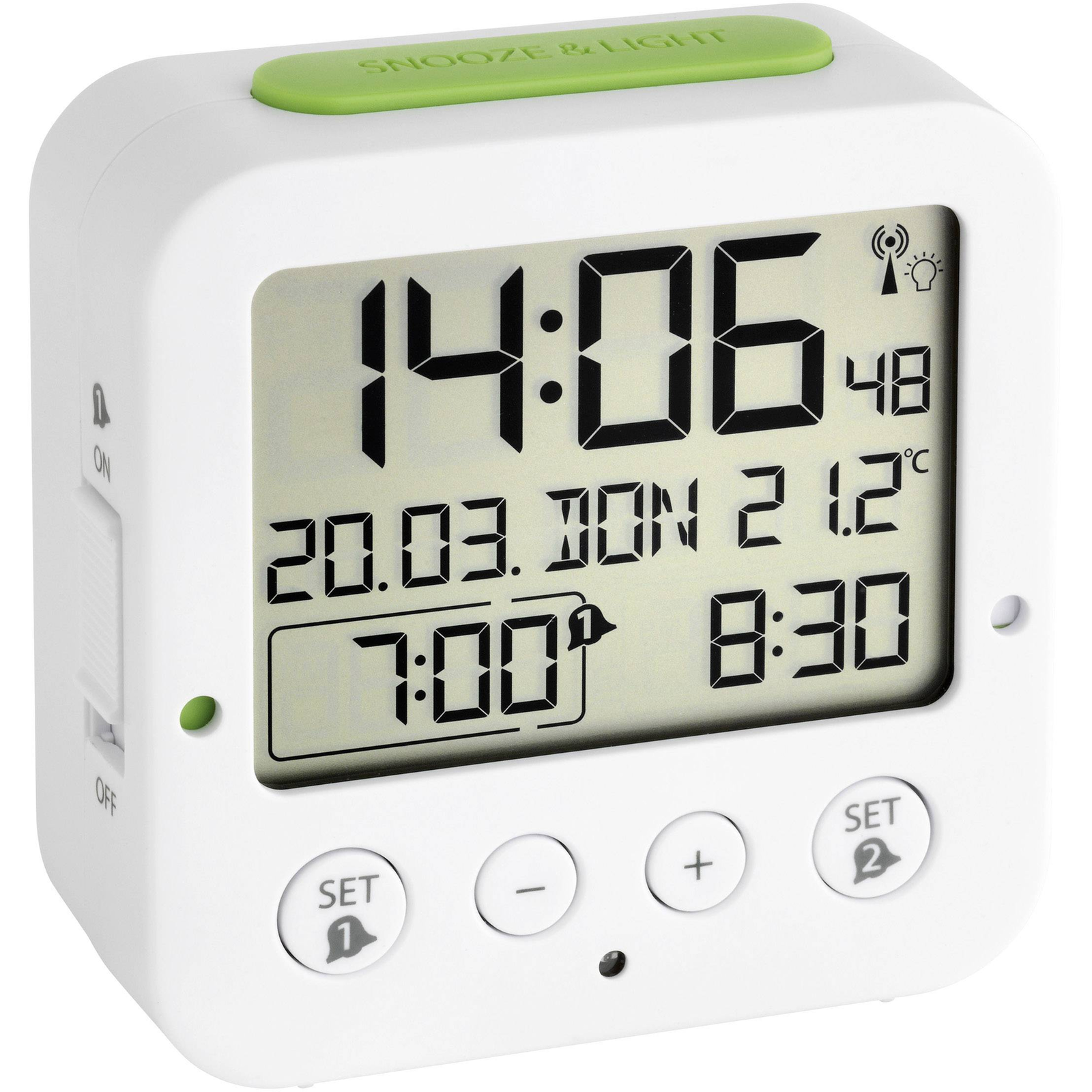 TFA 60.2528.02 Bingo White Radio-controlled Alarm Clock with Temperature