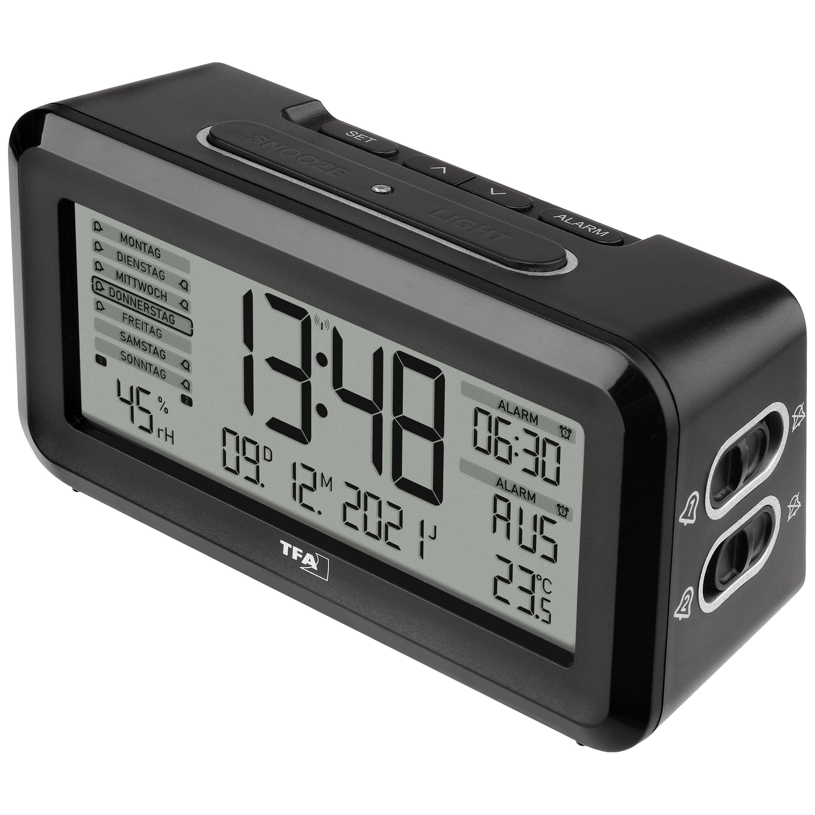 TFA 60.2562.01 Digital Radio-controlled Alarm Clock with Room Climate BOXX2