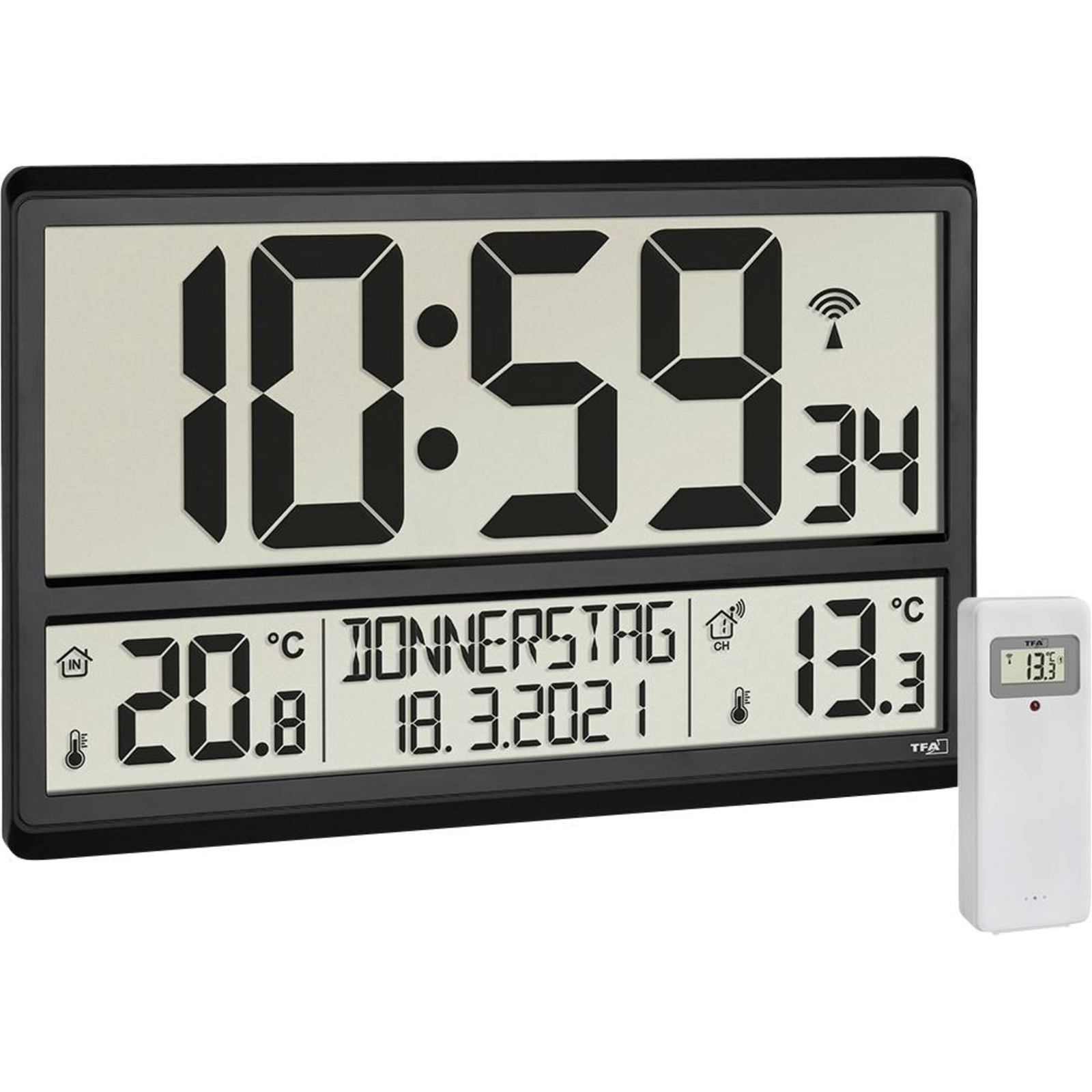 TFA 60.4521.01 Radio-controlled Clock with Outdoor And Indoor Temperature