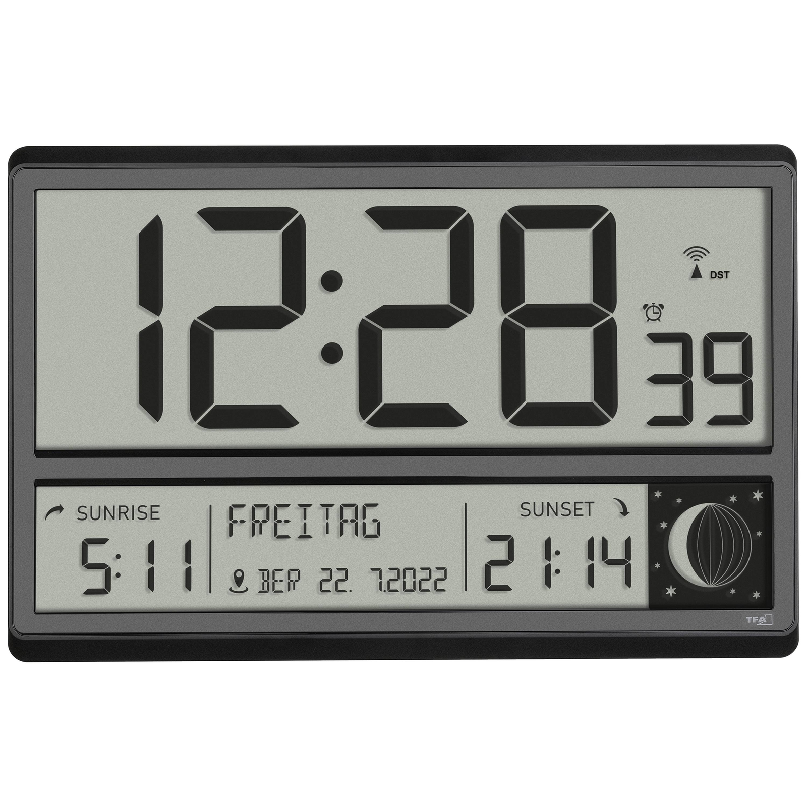TFA 60.4524.01 Black Digital XL Radio-controlled Clock