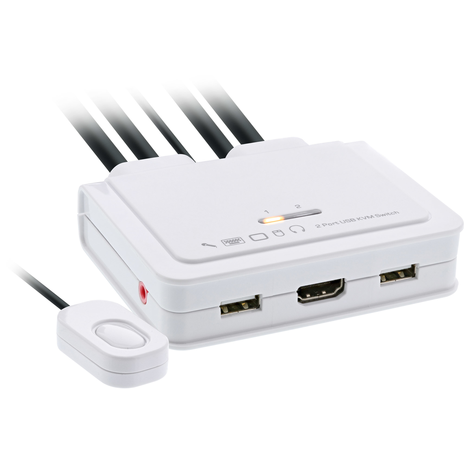 InLine KVM Switch 2-way USB-C + HDMI to HDMI 4K with Audio Integrated Cable