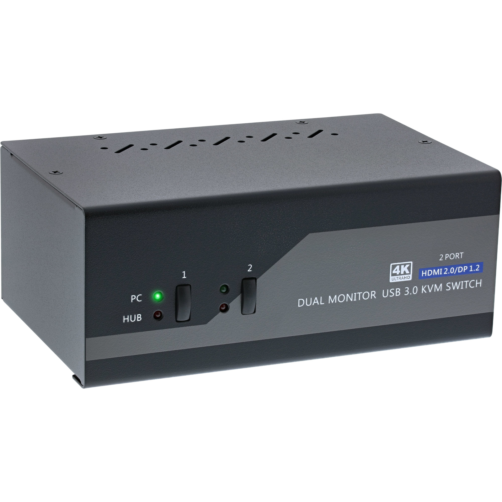 InLine KVM Desktop Switch 2-way Dual Monitor DP+HDMI 4K USB 3.0 Audio