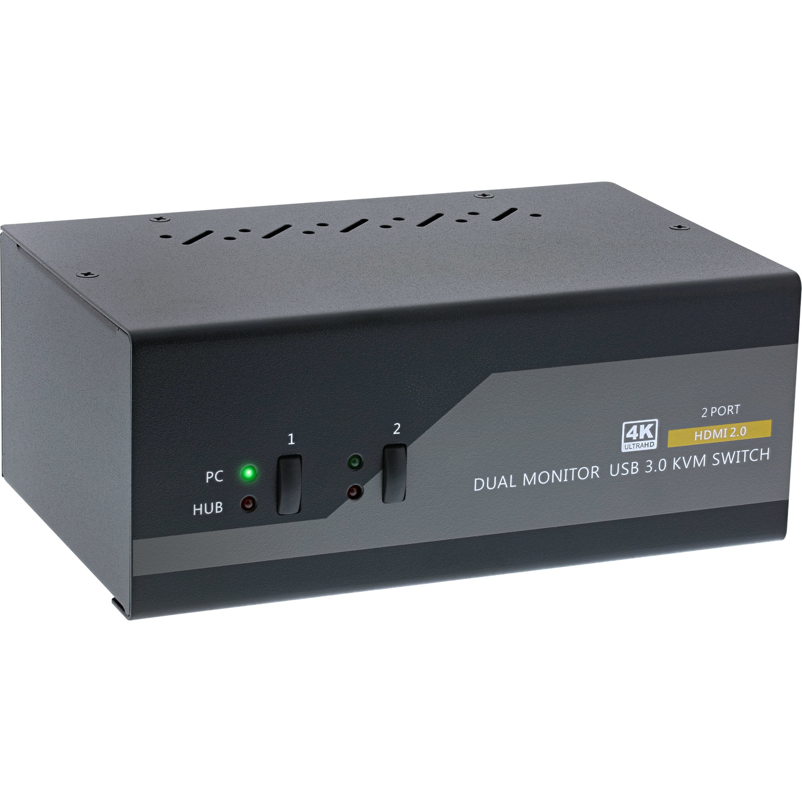 InLine KVM Desktop Switch 2-way Dual Monitor HDMI 4K USB 3.0 Audio