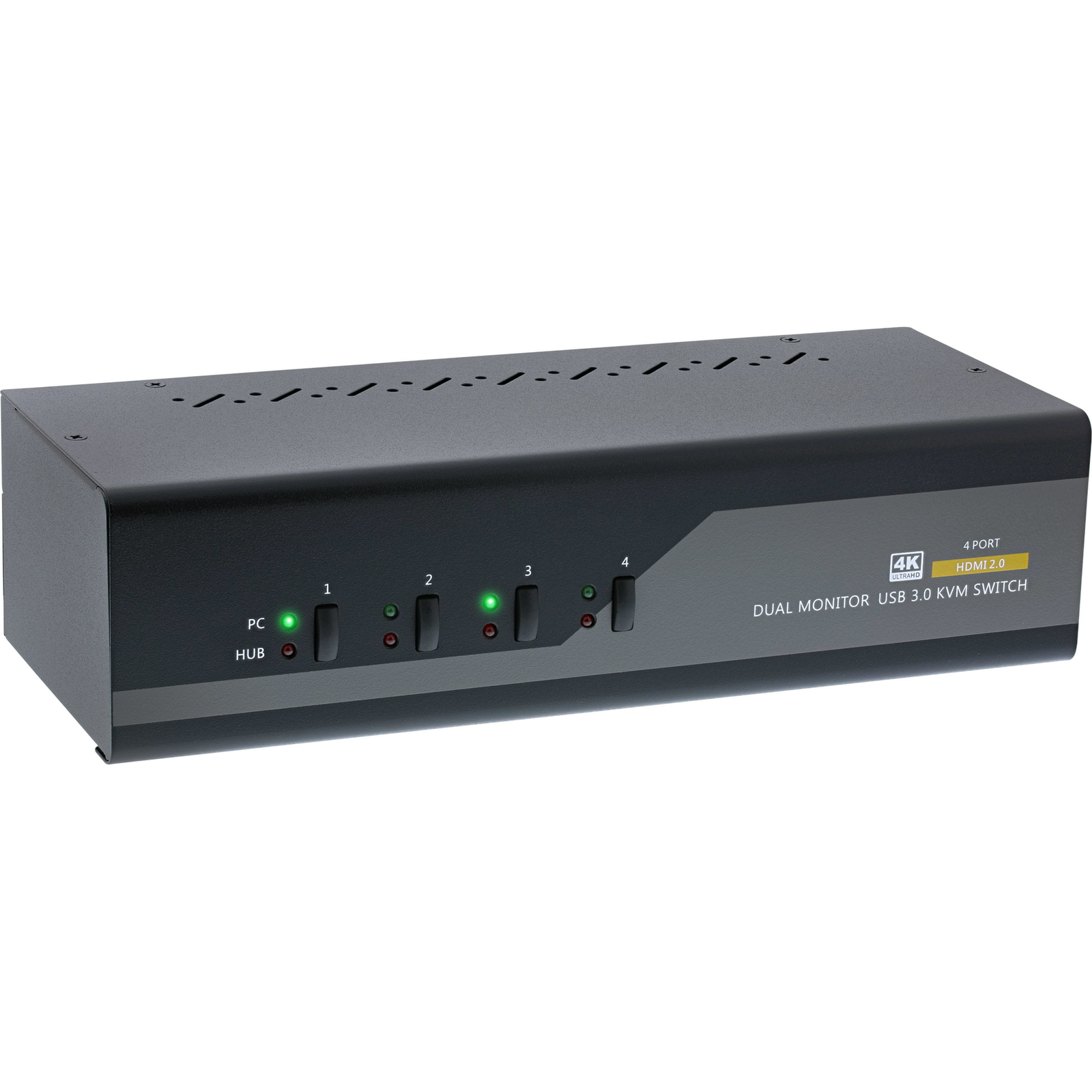 InLine KVM Desktop Switch 4-way Dual Monitor HDMI 4K USB 3.0 Audio