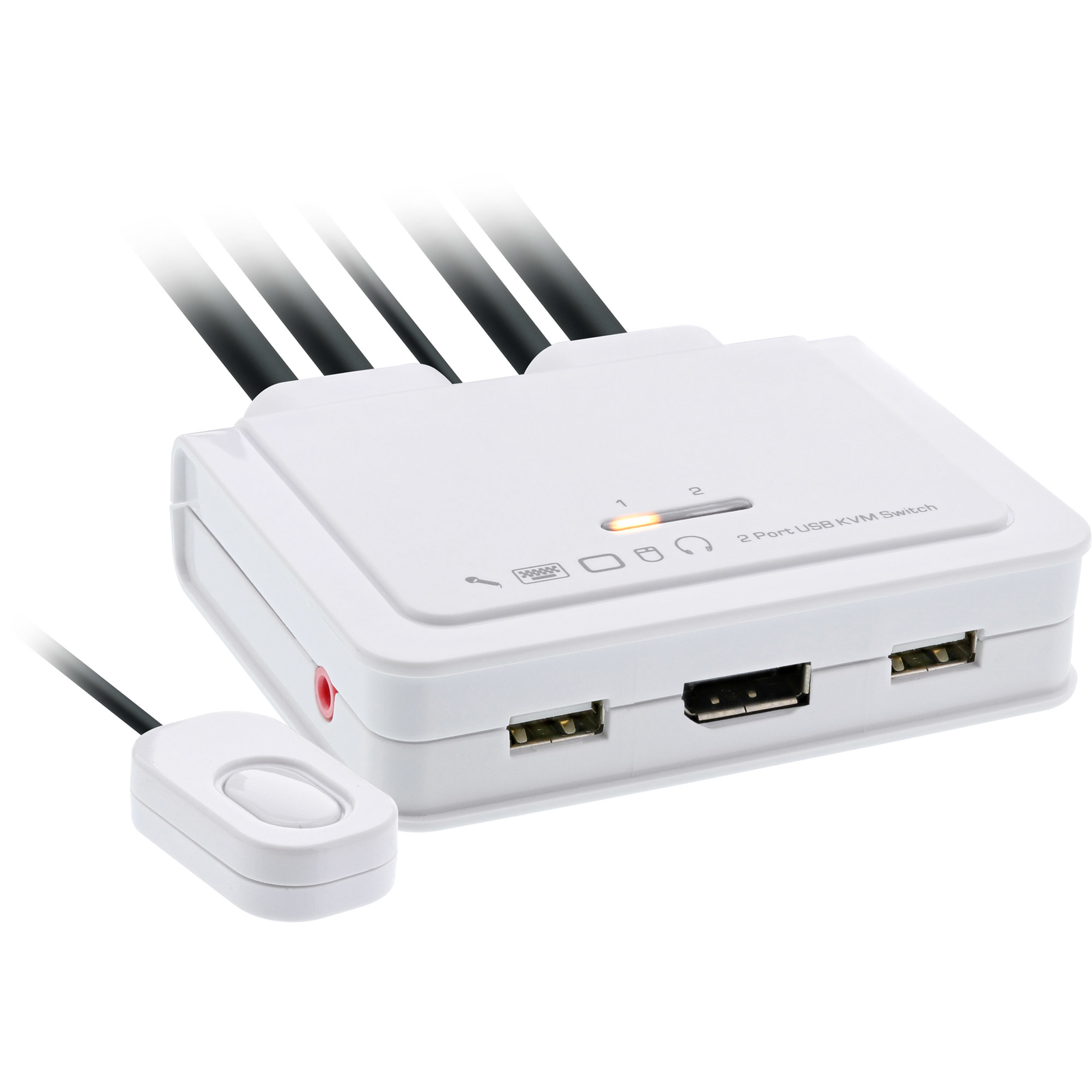 InLine KVM Switch 2-way Displayport 1.2 4K USB with Audio Integrated Cable