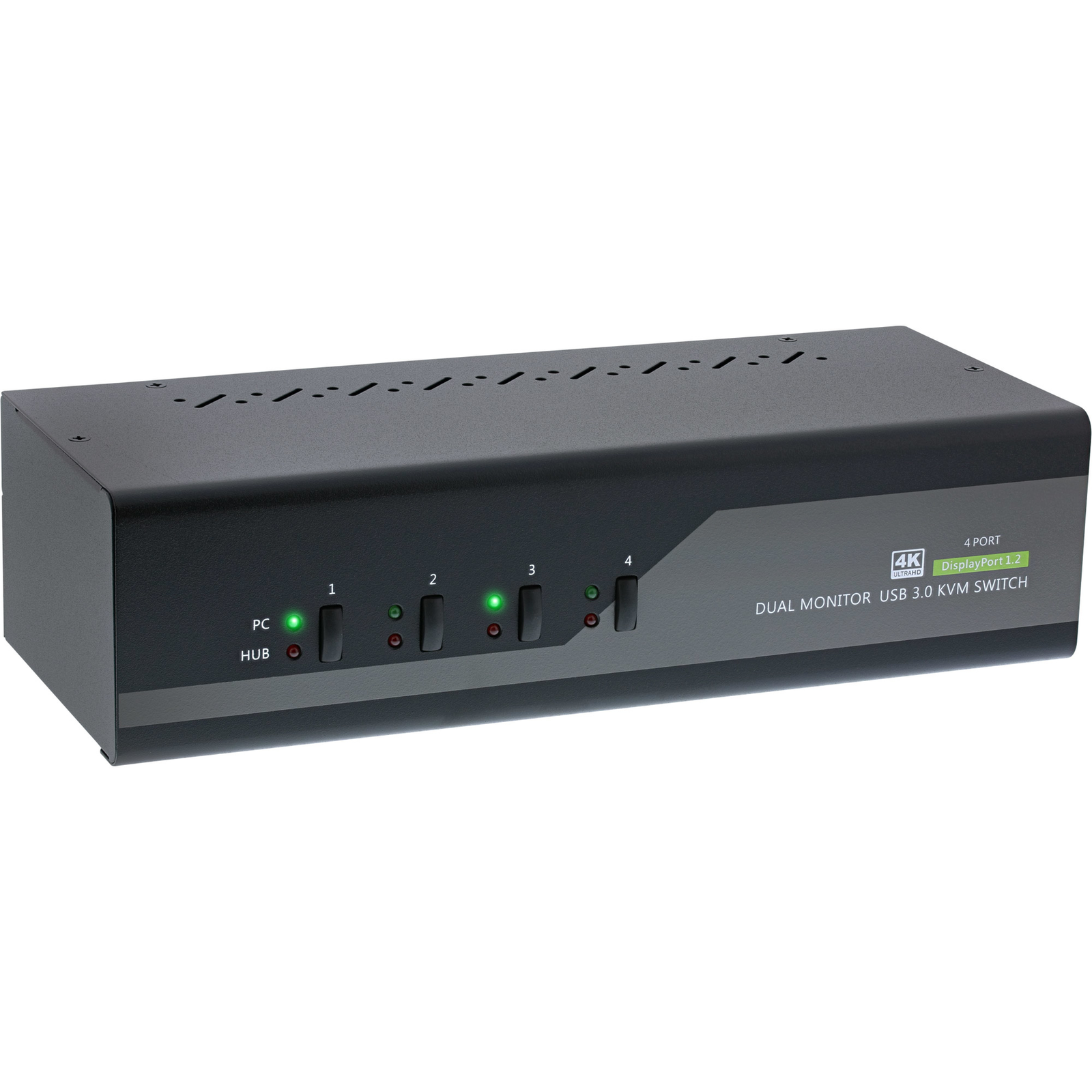 InLine KVM Desktop Switch 4-way Dual Monitor DP 1.2 4K USB 3.0 Audio