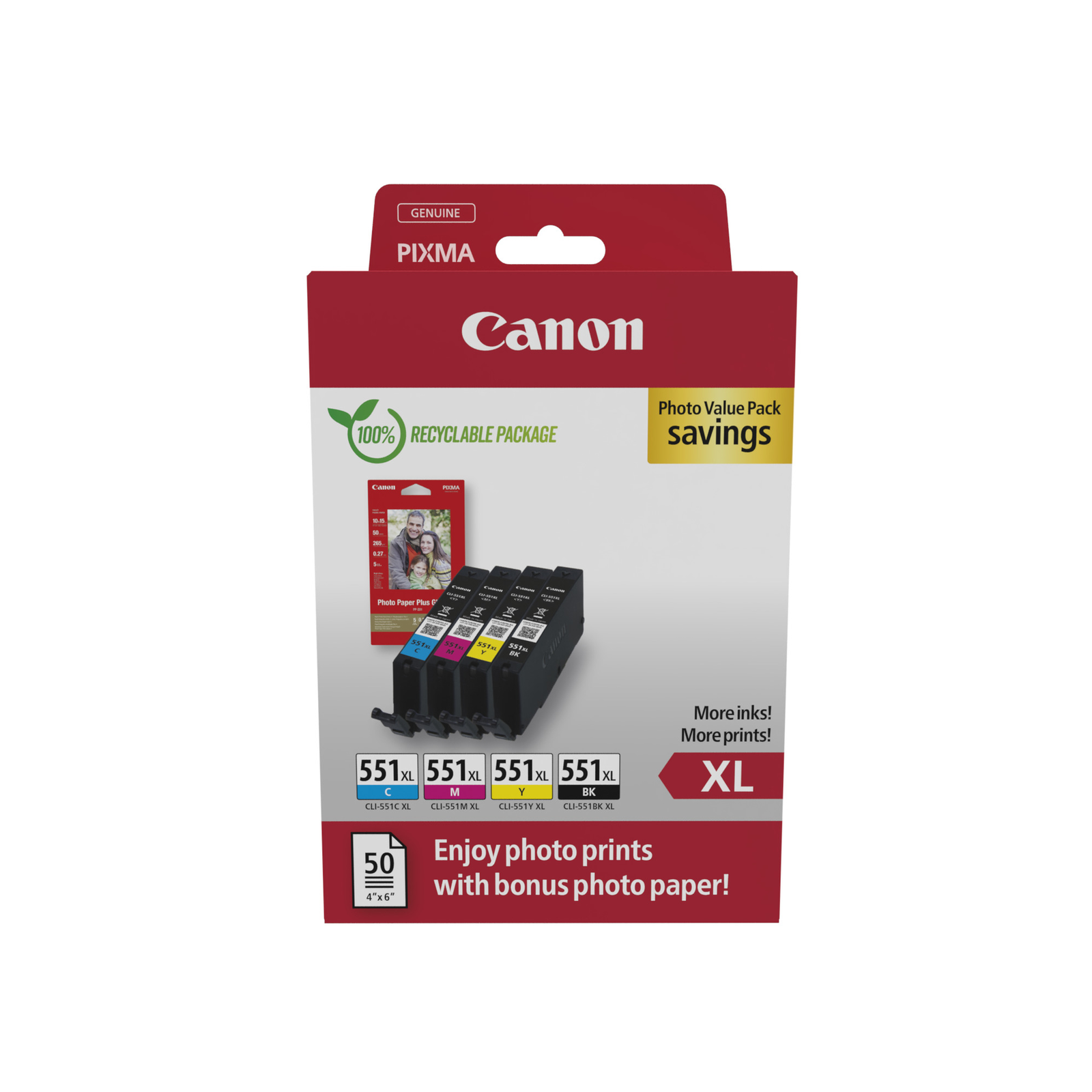 Canon CLI 551XL Photo Value Pack Black Yellow cyan magenta 660 Pages