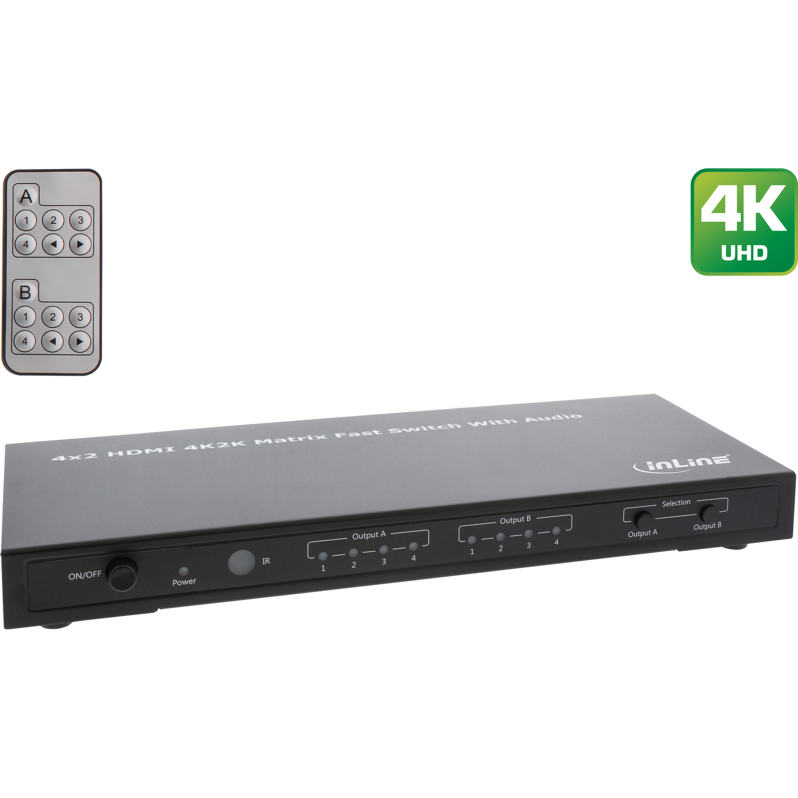 InLine HDMI Matrix Switch Switcher 4K2K 4 Inputs to 2 Outputs