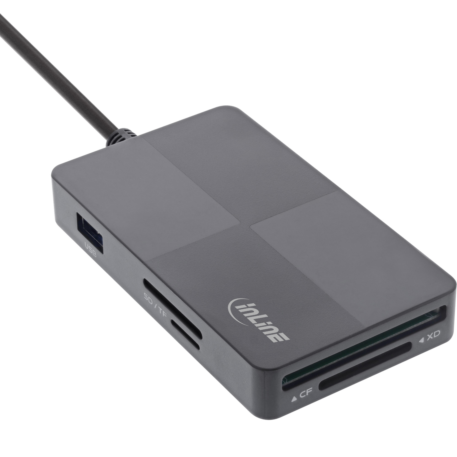 InLine USB 3.2 Multi Cardreader Hub SD-TF-MS-XD-CF 3-Port USB-A Dual
