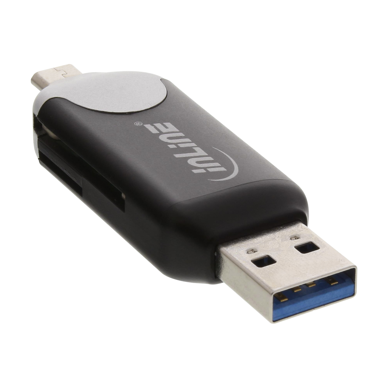 InLine USB3.0 Dual Card Reader USB A And Micro USB 2.0 for SDXC And MicroSDXC