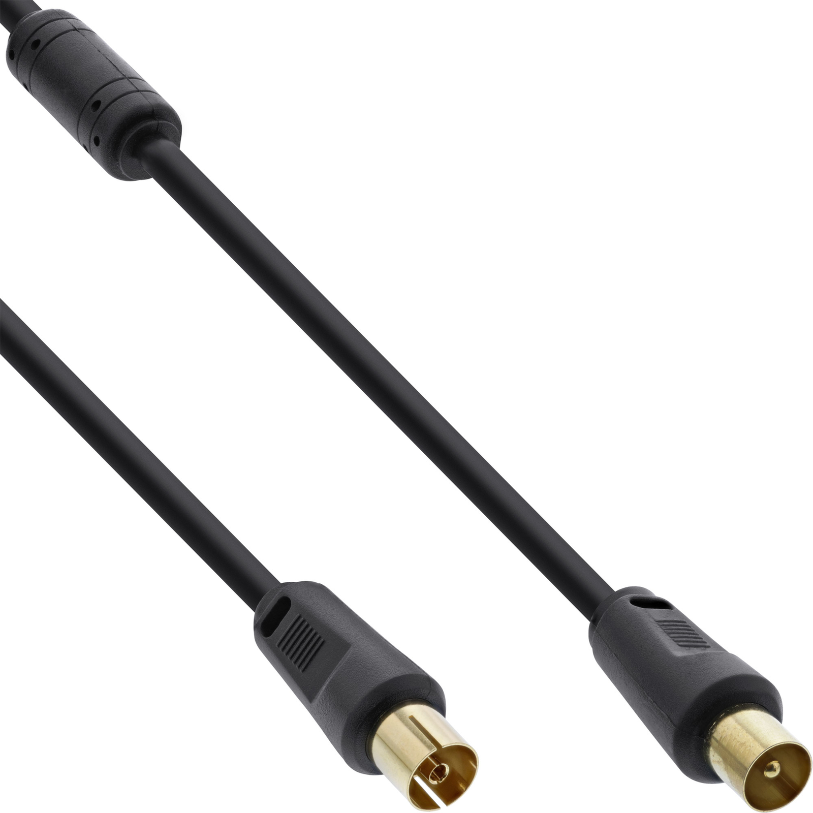 InLine Premium Antenna Cable 2x Shielded with Filter 85dB Black 10m