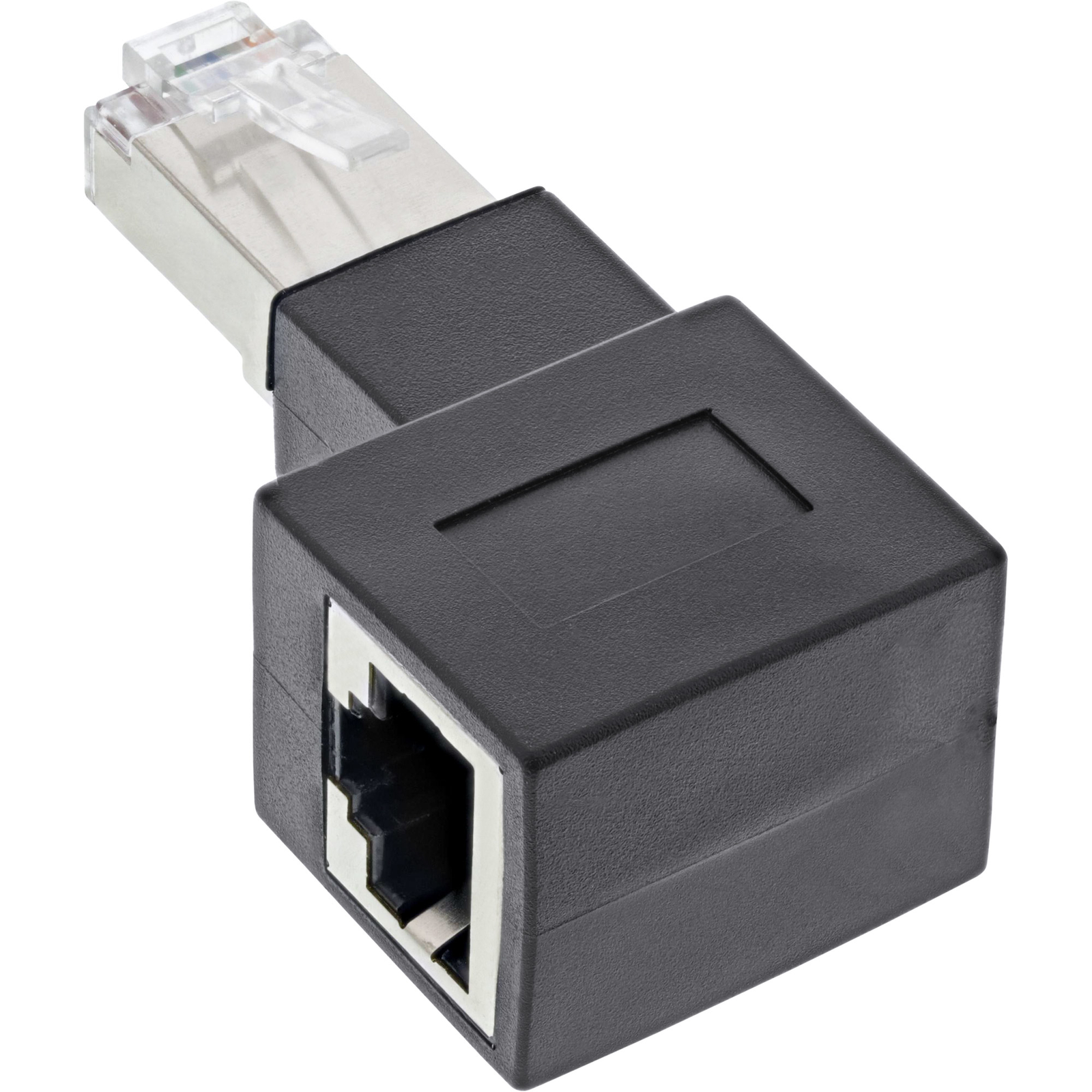 InLine Patch Cable Adapter Cat.6A RJ45 Plug-socket 90 Right Angled