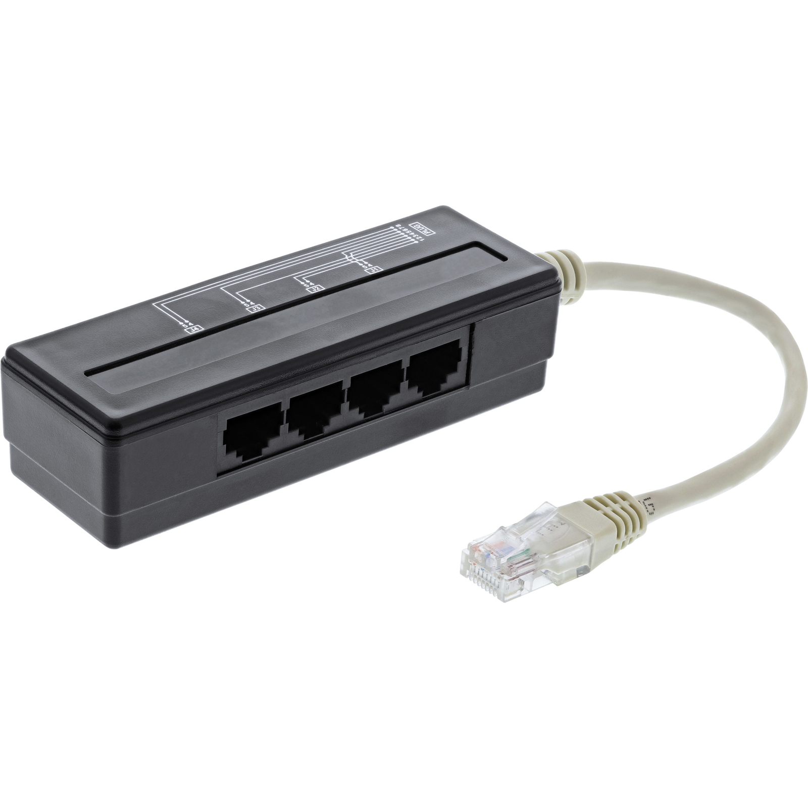 InLine 4-way Telephone Port Splitter RJ45 Plug to 4x RJ45 Socket 0.15m
