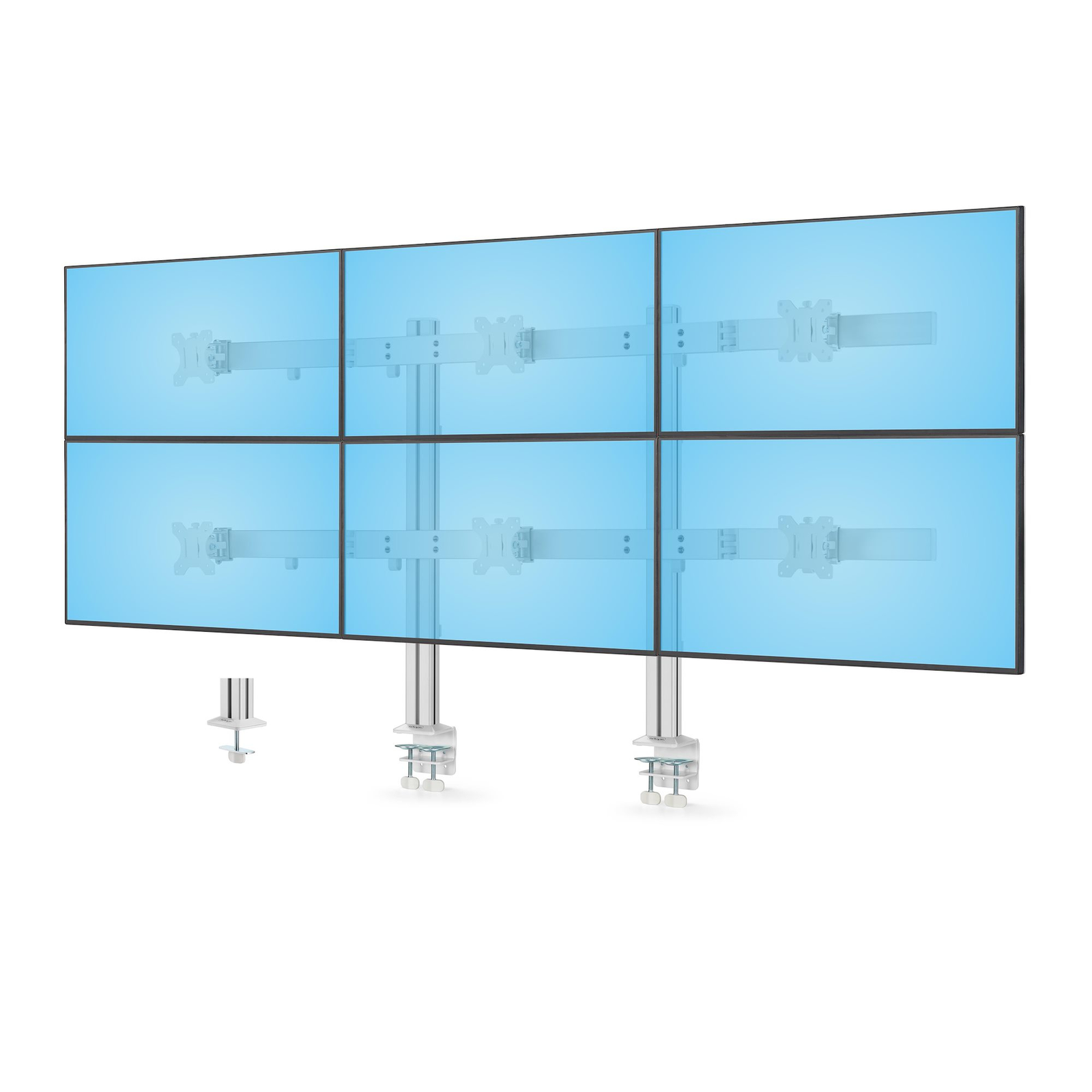 StarTech Six-Monitor Desk Mount W/ Crossbar up to 32inch Screens/17.6lb Mounting Kit 6 LCD Displays
