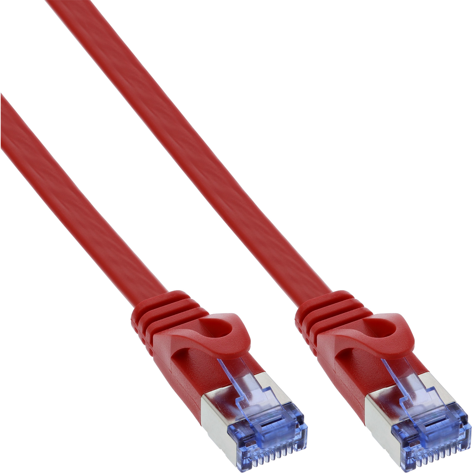 InLine Patch Cable Flat U-FTP Cat.6A Red 10m