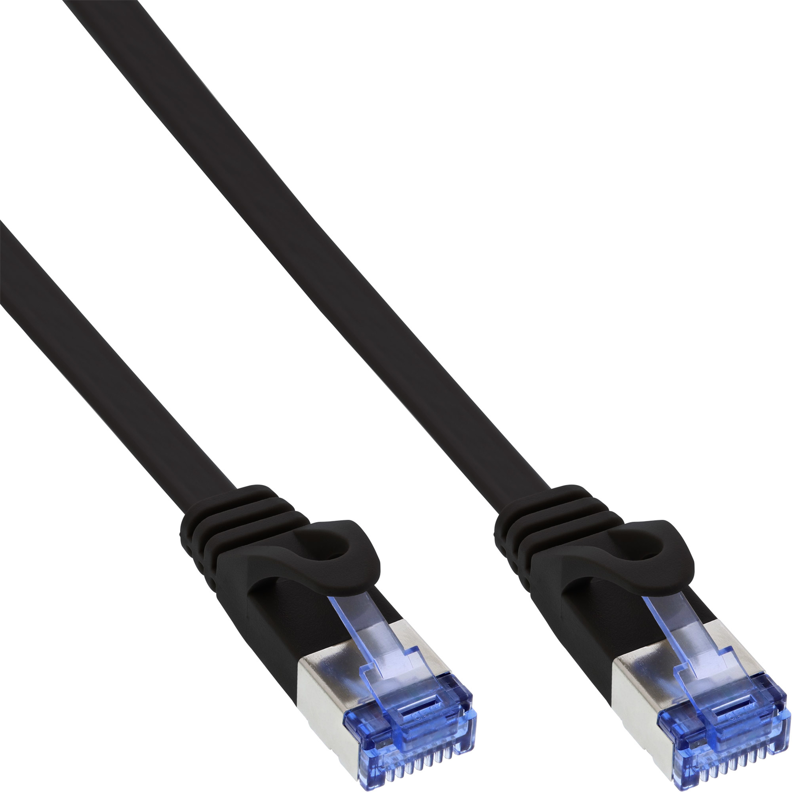 InLine Patch Cable Flat U-FTP Cat.6A Black 7m