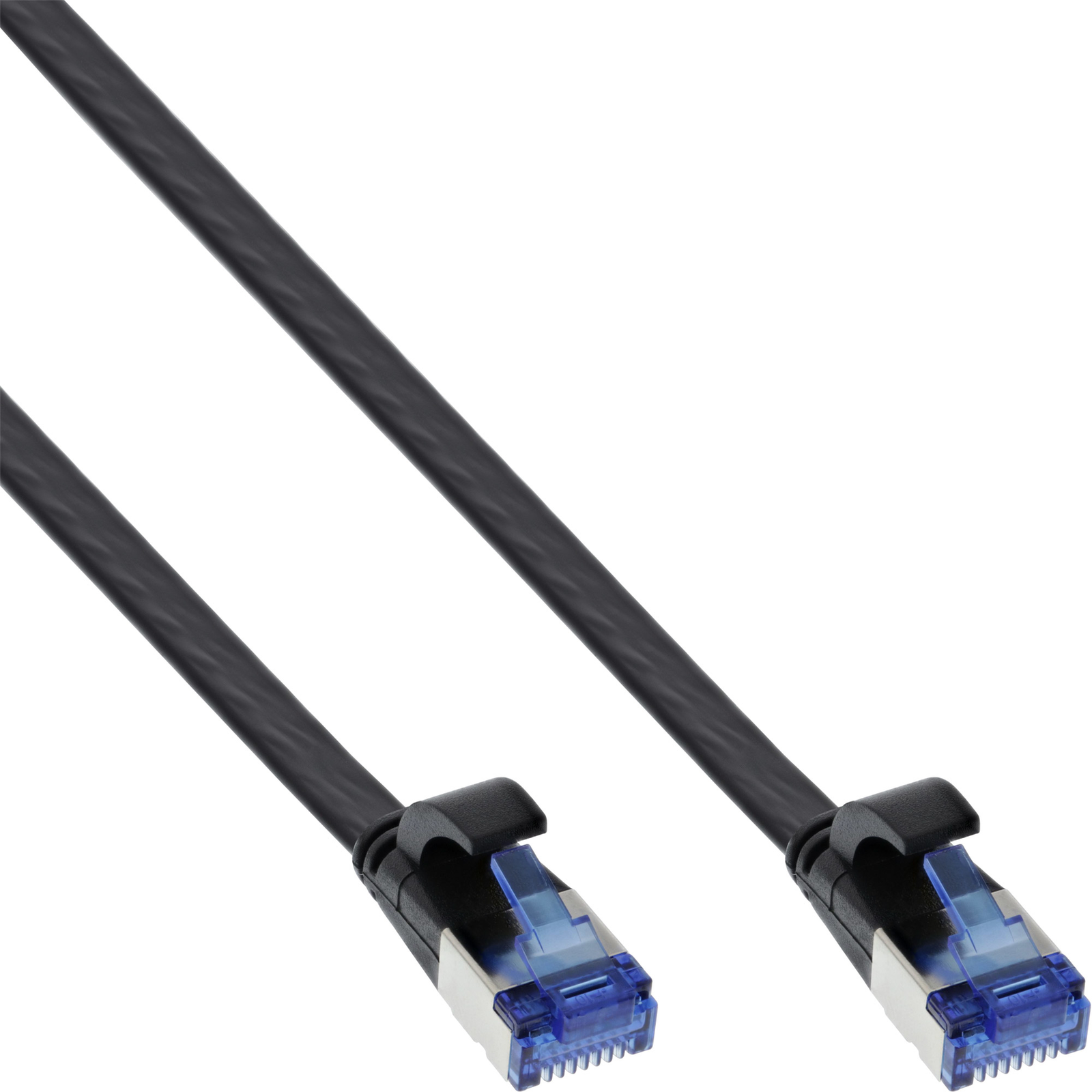 InLine Patch Cable Flat U-FTP Cat.6A TPE Halogen-free Black 1m