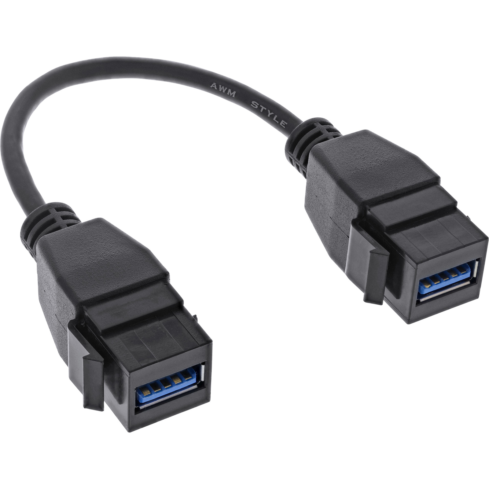 InLine USB 3.2 Gen1 2x Keystone Adapter Cable 2x USB A Keystone Socket 0.2m