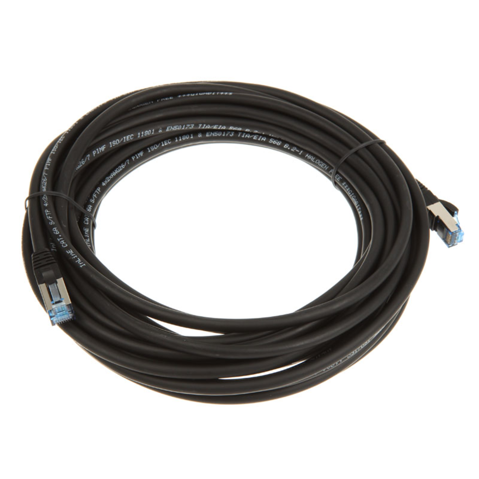 InLine Patch Cable S-FTP PiMf Cat.6A Halogen-free Black 10m