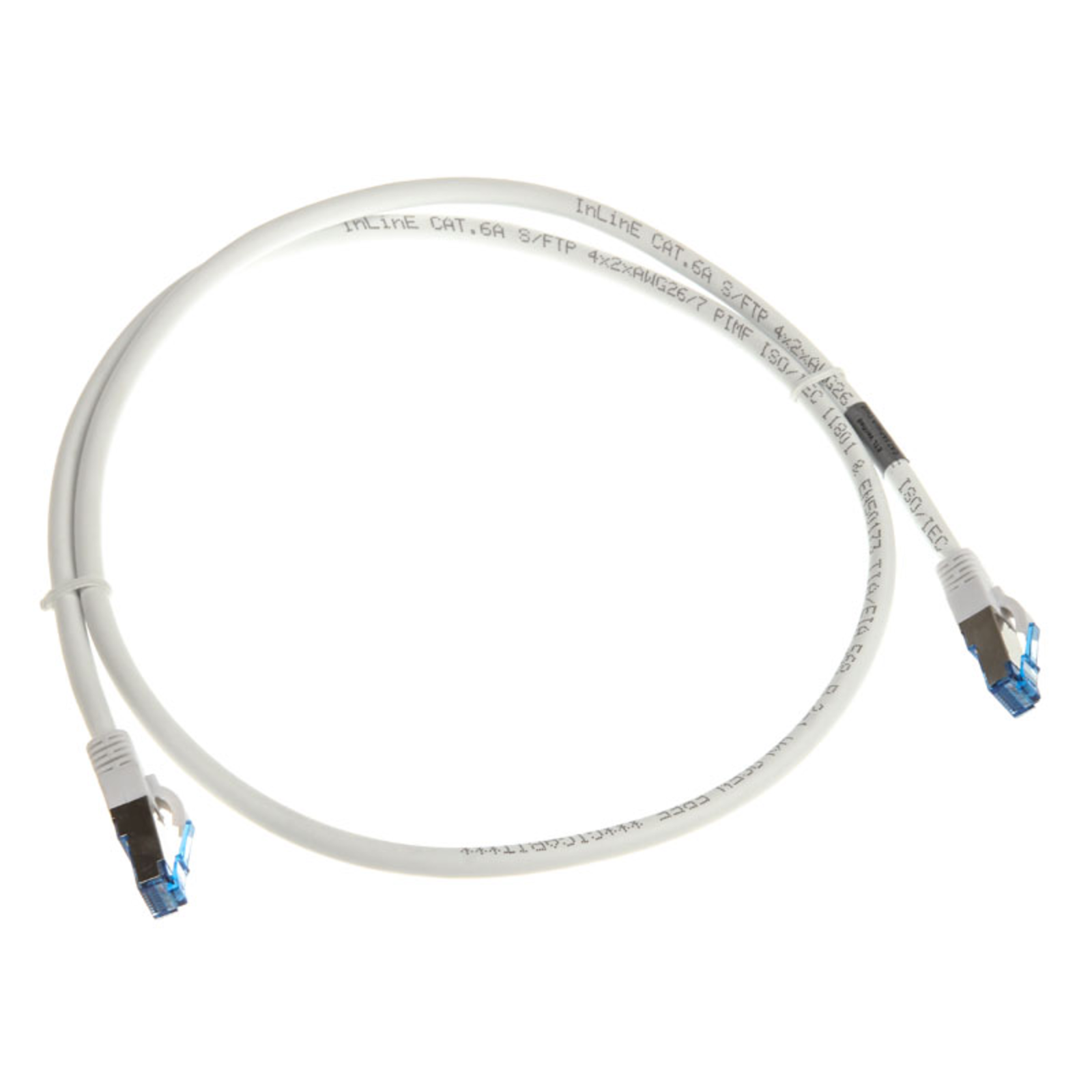 InLine Patch Cable Cat.6A S/FTP (PiMf) 500MHz White 1m