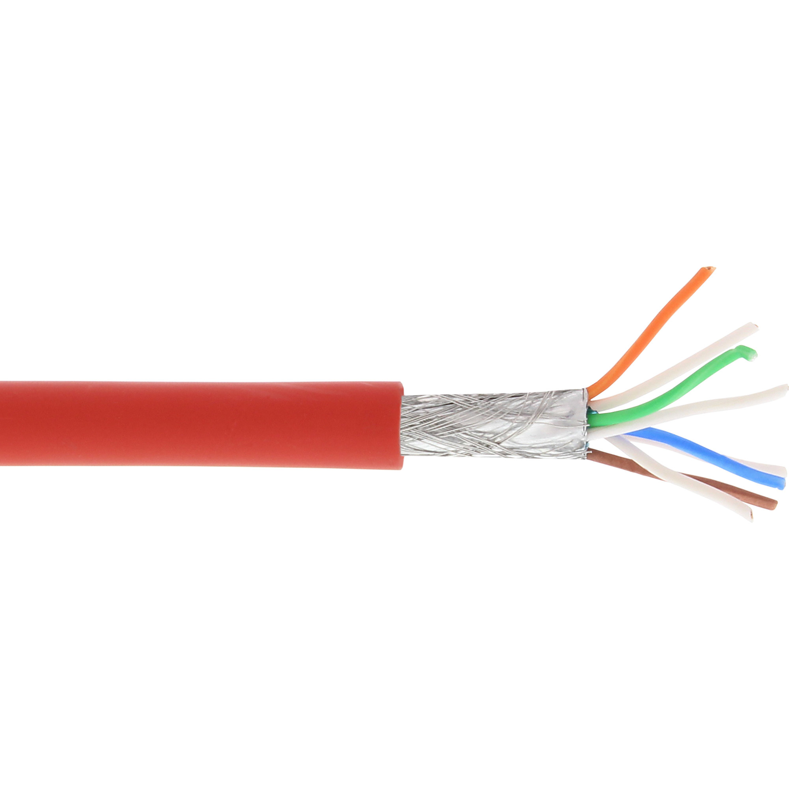 InLine Patch Cable S-FTP PiMf Cat.6A 500MHz Halogen-free Copper Red 100m