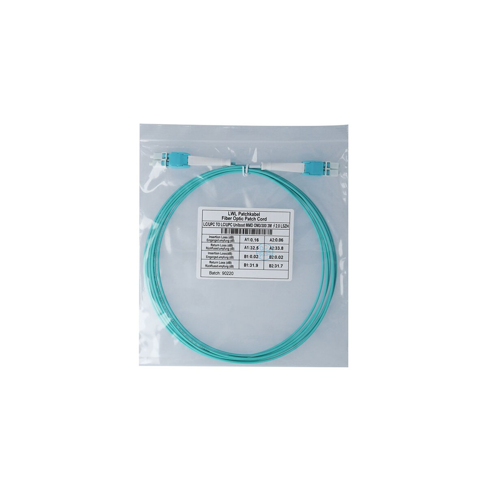 BlueOptics Corning 797902TD120005M Compatible LC-LC Multimode OM3 Uniboot Patch Cable 5m