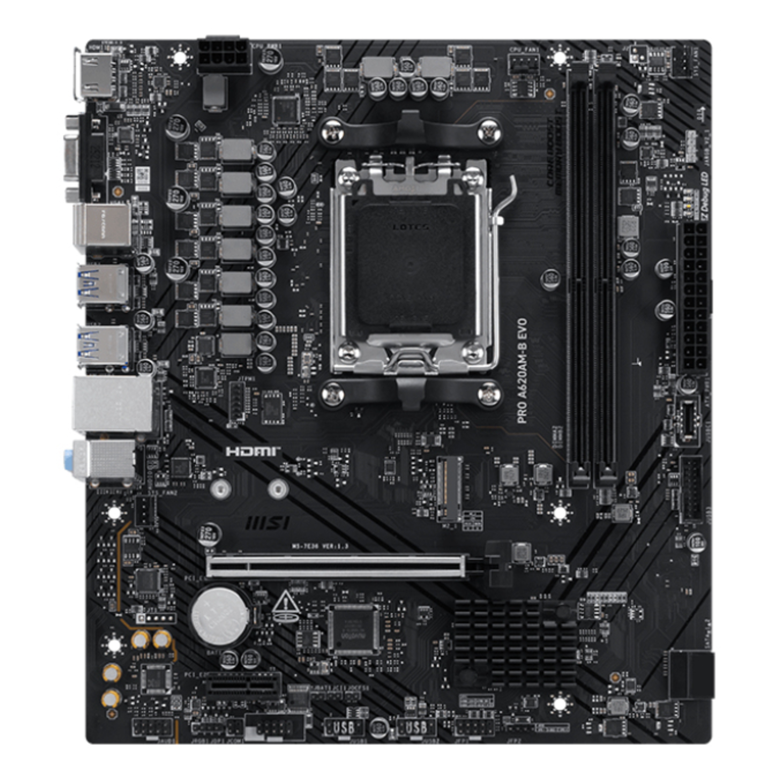 MSI Pro A620AM-B EVO AM5 MB Motherboard AMD Socket AM5 (Ryzen Zen4)