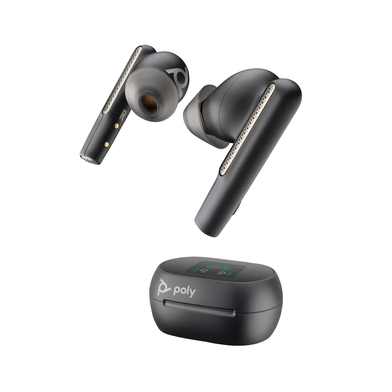 Poly Voyager Free 60+ UC M Carbon Black Earbuds +BT700 USB-C Adapter +Touchscreen Charging Case
