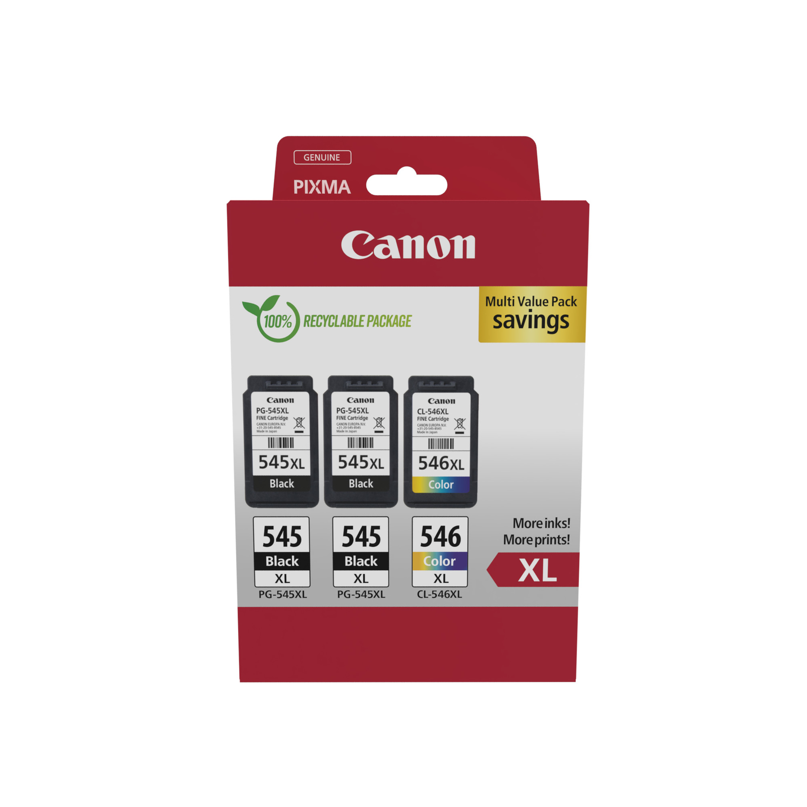 Canon PG-545XL X2 CL-546XL Multi Pack Black Colour cyan magenta Yellow Ink
