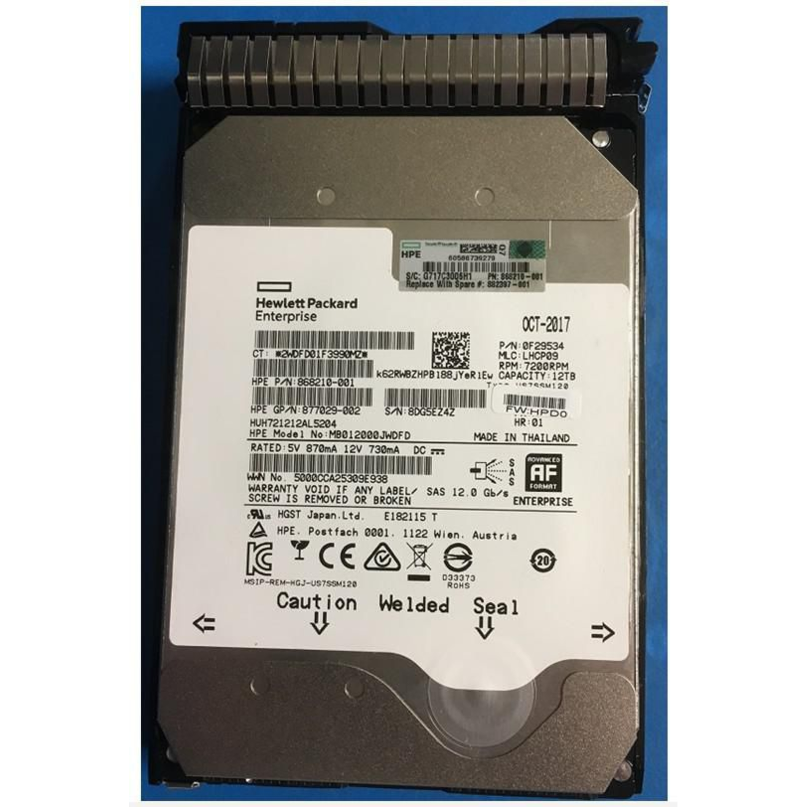 HPE HDD 12TB SAS 12G 7.2K LFF for G8-G10 Servers