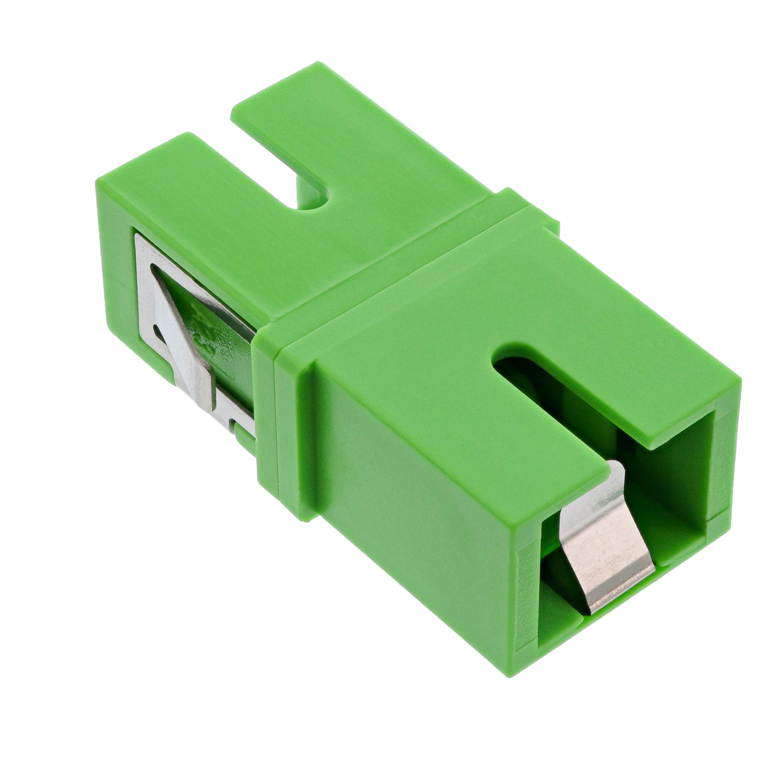 InLine Fiber Optic Coupling Simplex SC-SC SM Ceramic Sleeve Internal Shutter Green SC Singlemode