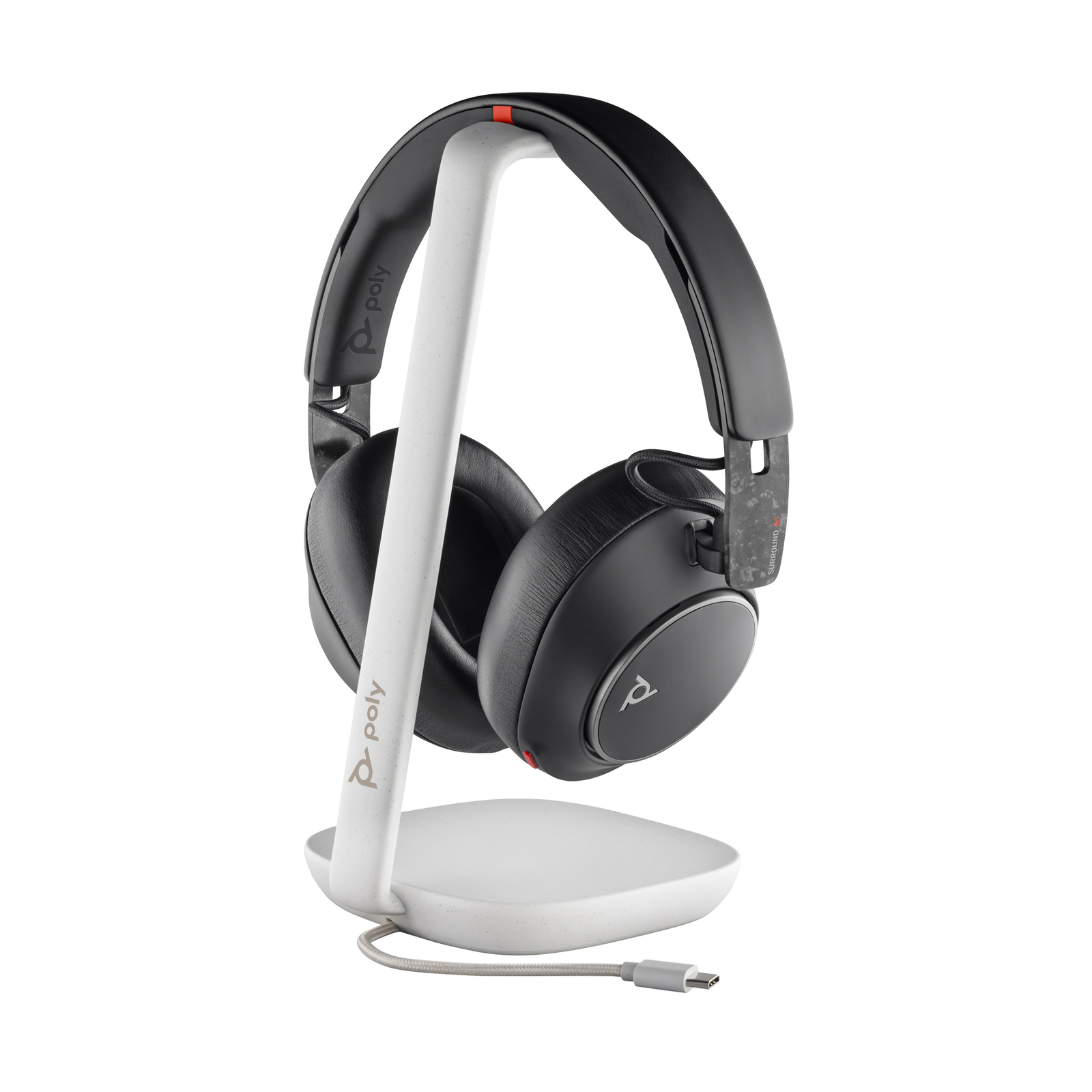 Poly Voyager Surround 85 UC USB-C Headset +USB-C-A Adapter +charging Station Wireless Calls-music