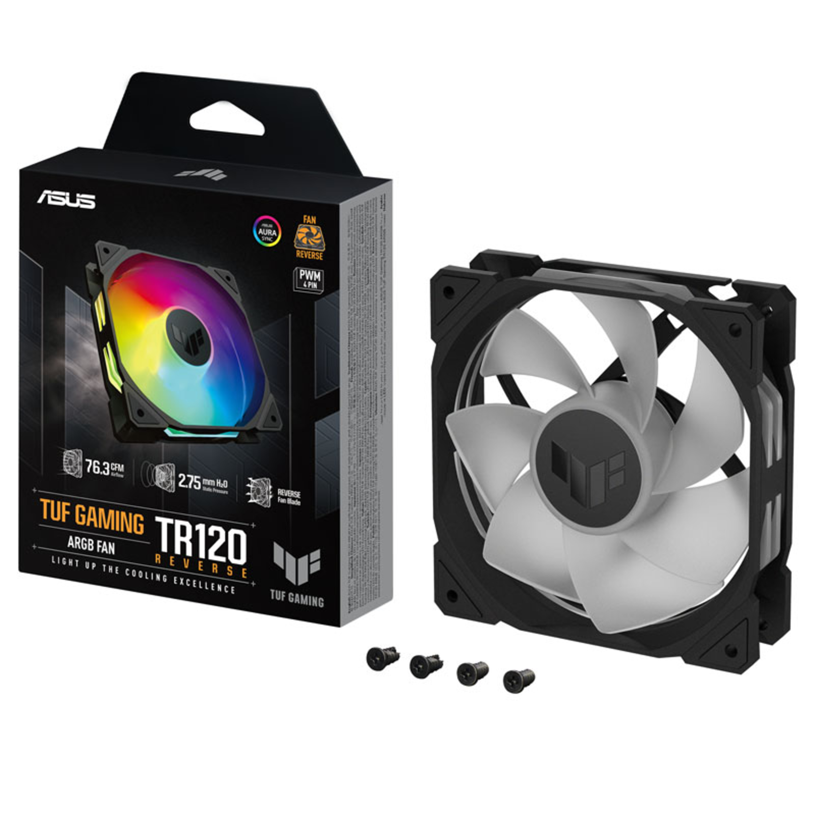 ASUS TUF Gaming TR120 ARGB Reverse Blade Black Housing Fan
