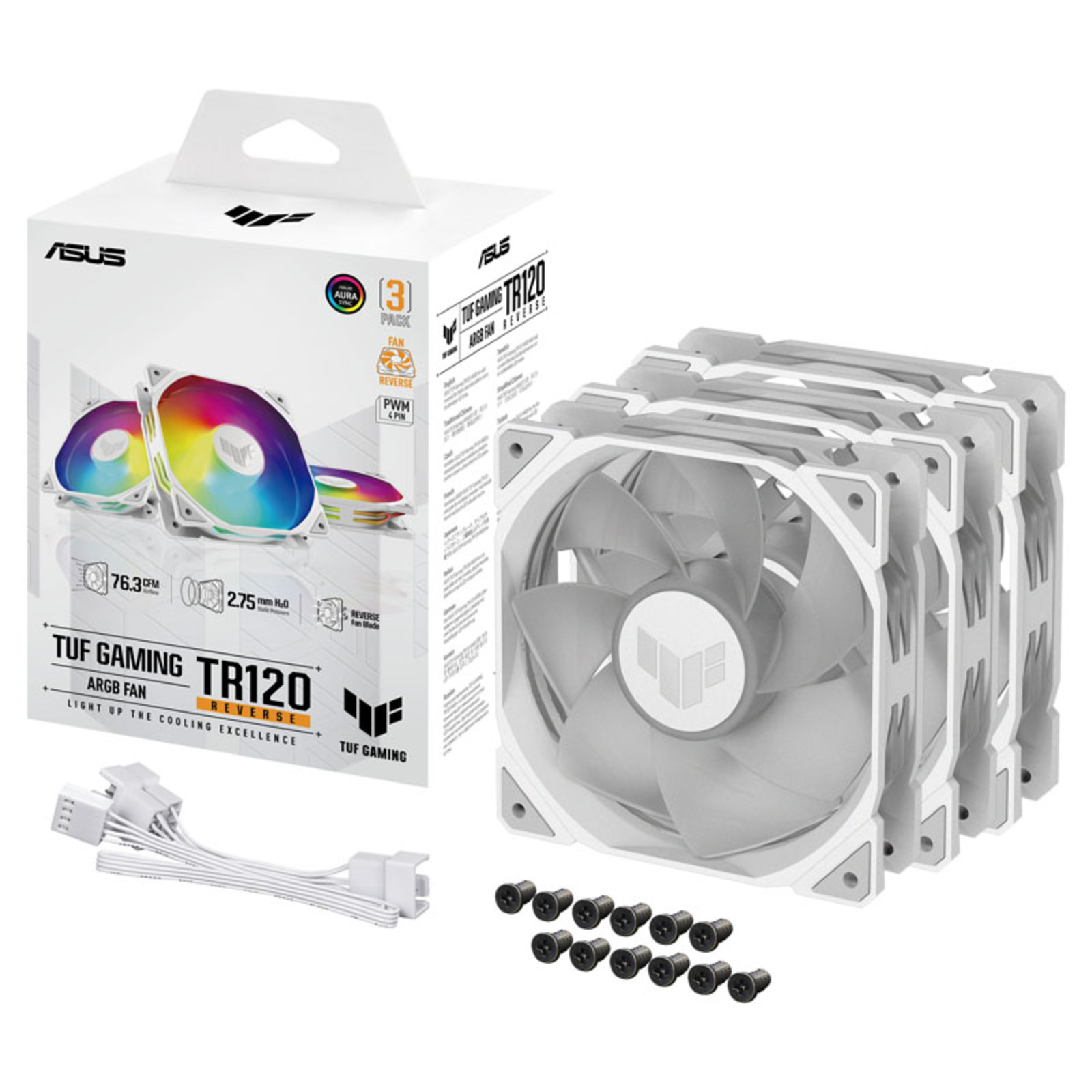 ASUS TUF GAMING TR120 FAN ARGB REVERSE WHITE 3IN1