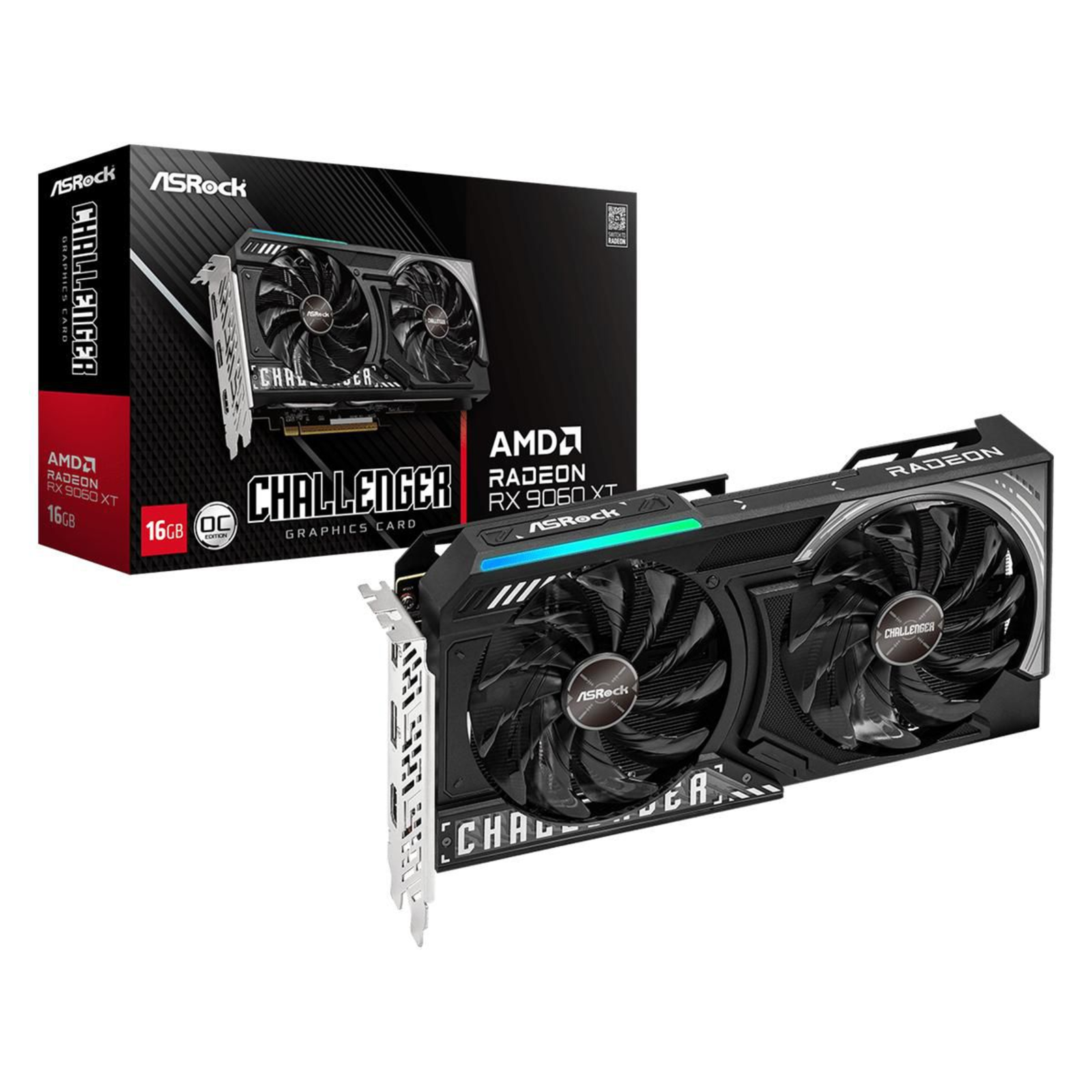 ASRock Radeon RX 9060 XT 16GB Challenger OC Graphics Card 16GB GDDR6 2x HDMI 2x DP
