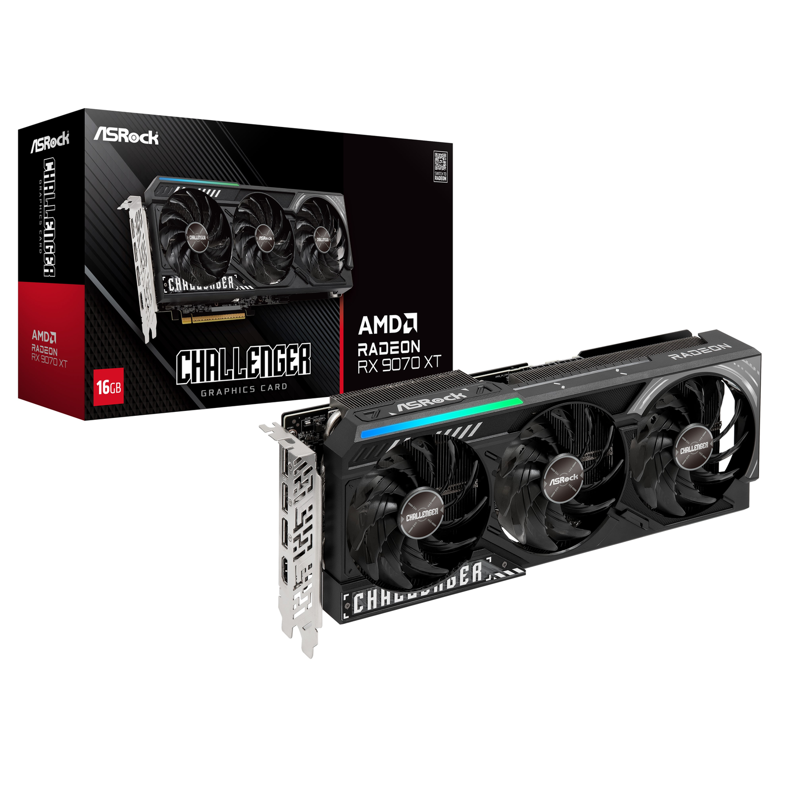 ASROCK Radeon RX 9070 XT Challenger Graphics Card 16GB GDDR6 1x HDMI 3x DP