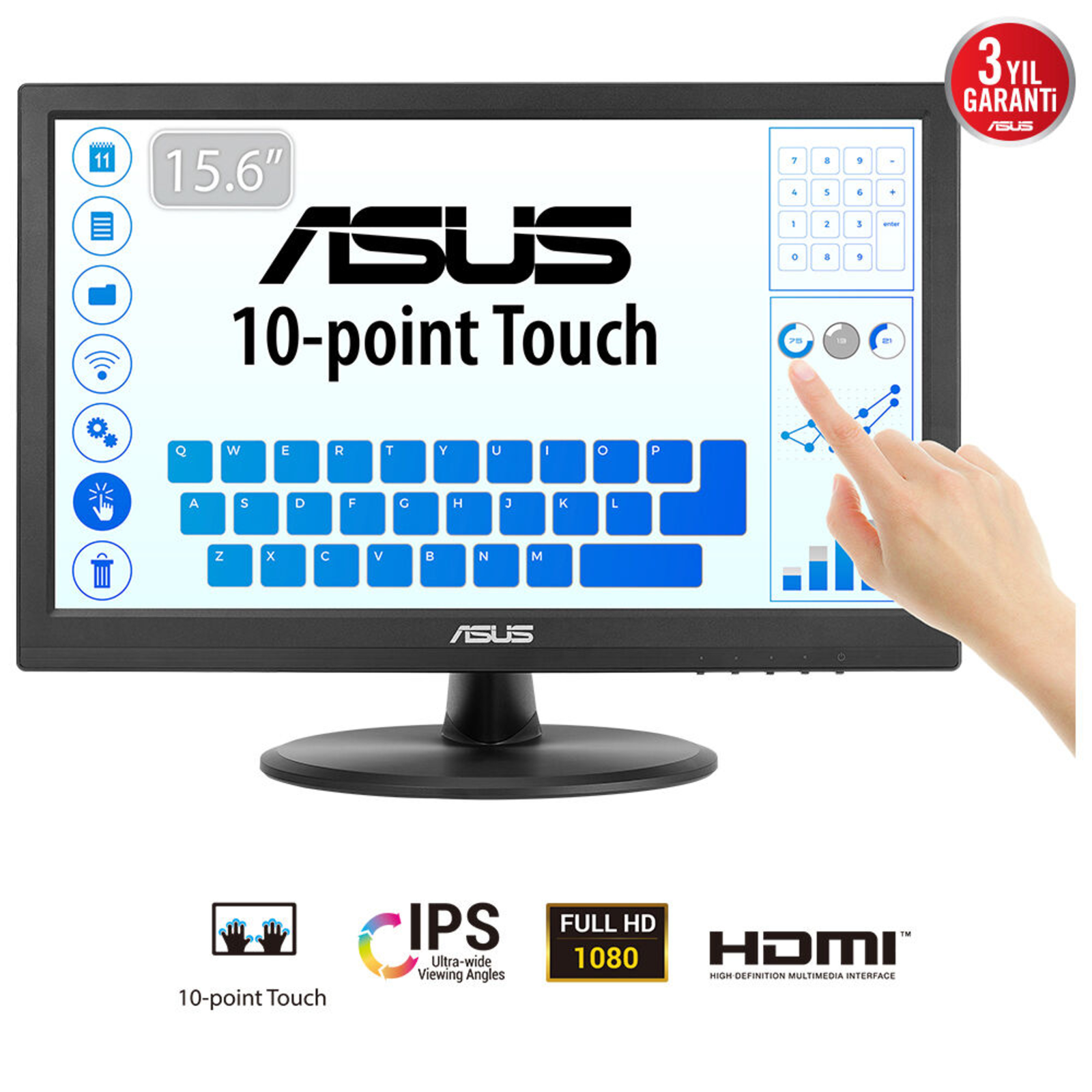 ASUS VT169HE LED Monitor 40.6 Cm (16inch) (15.6inch Visible)