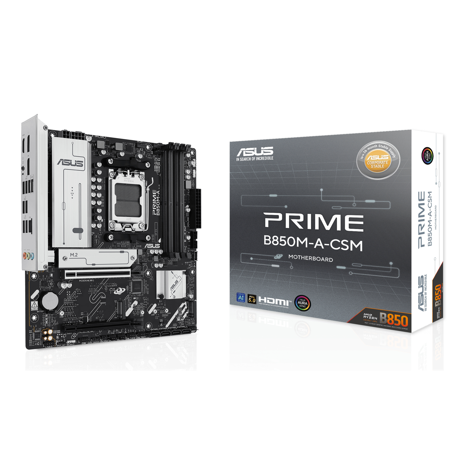 Asus PRIME B850M-A-CSM Motherboard Socket PC AMD AM5 Form Factor Details Micro-ATX Chipset B850