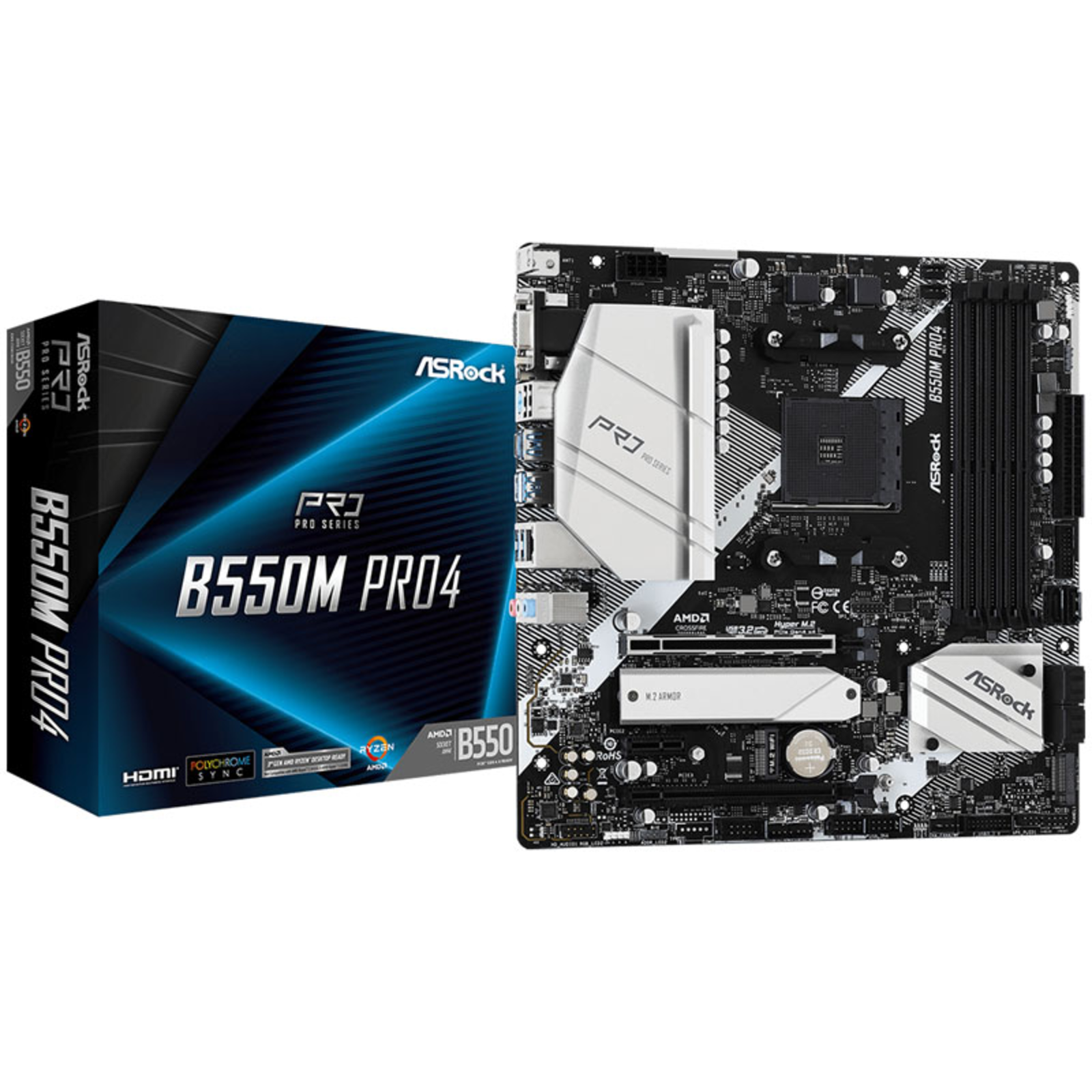 ASRock B550M Pro4 Motherboard Micro ATX Socket AM4