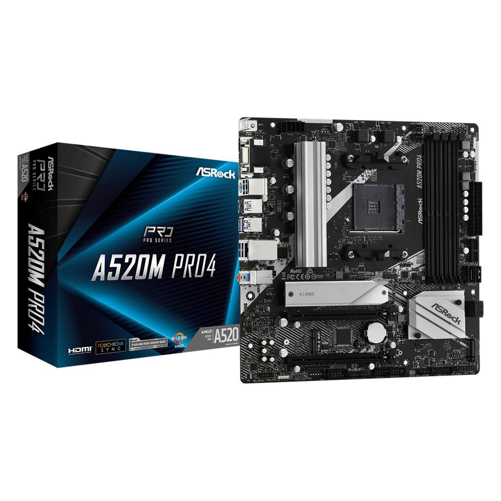 ASRock A520M Pro4 Micro-ATX AM4 AMD A520